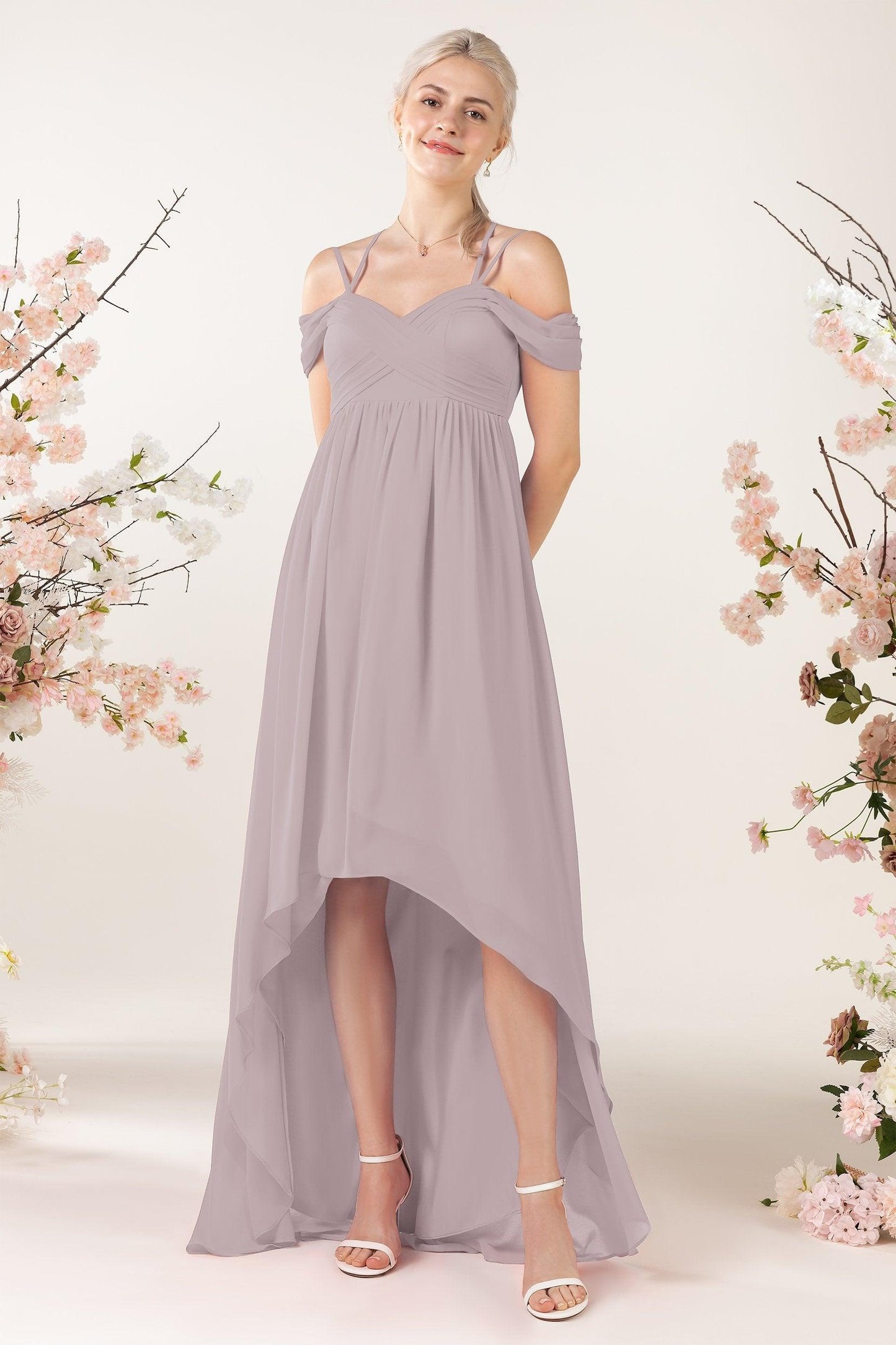 Asymmetrical Sweep Train Chiffon Bridesmaid Dress CB0464 - COCOMELODY