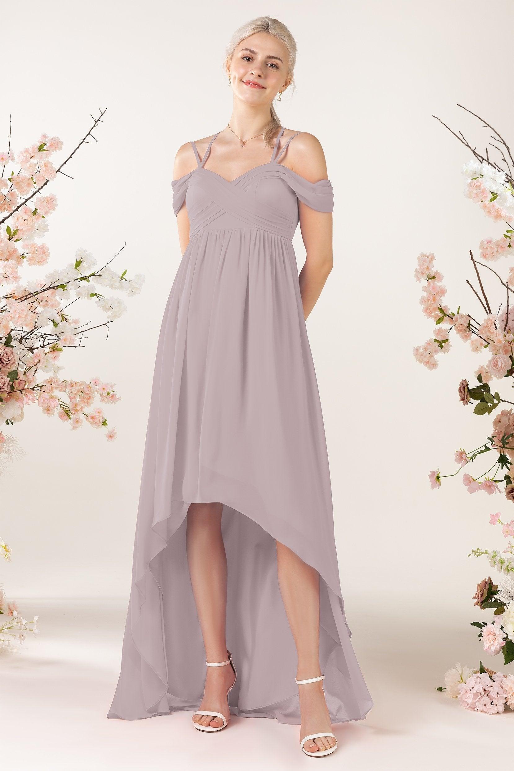 Asymmetrical Sweep Train Chiffon Bridesmaid Dress CB0464 - COCOMELODY