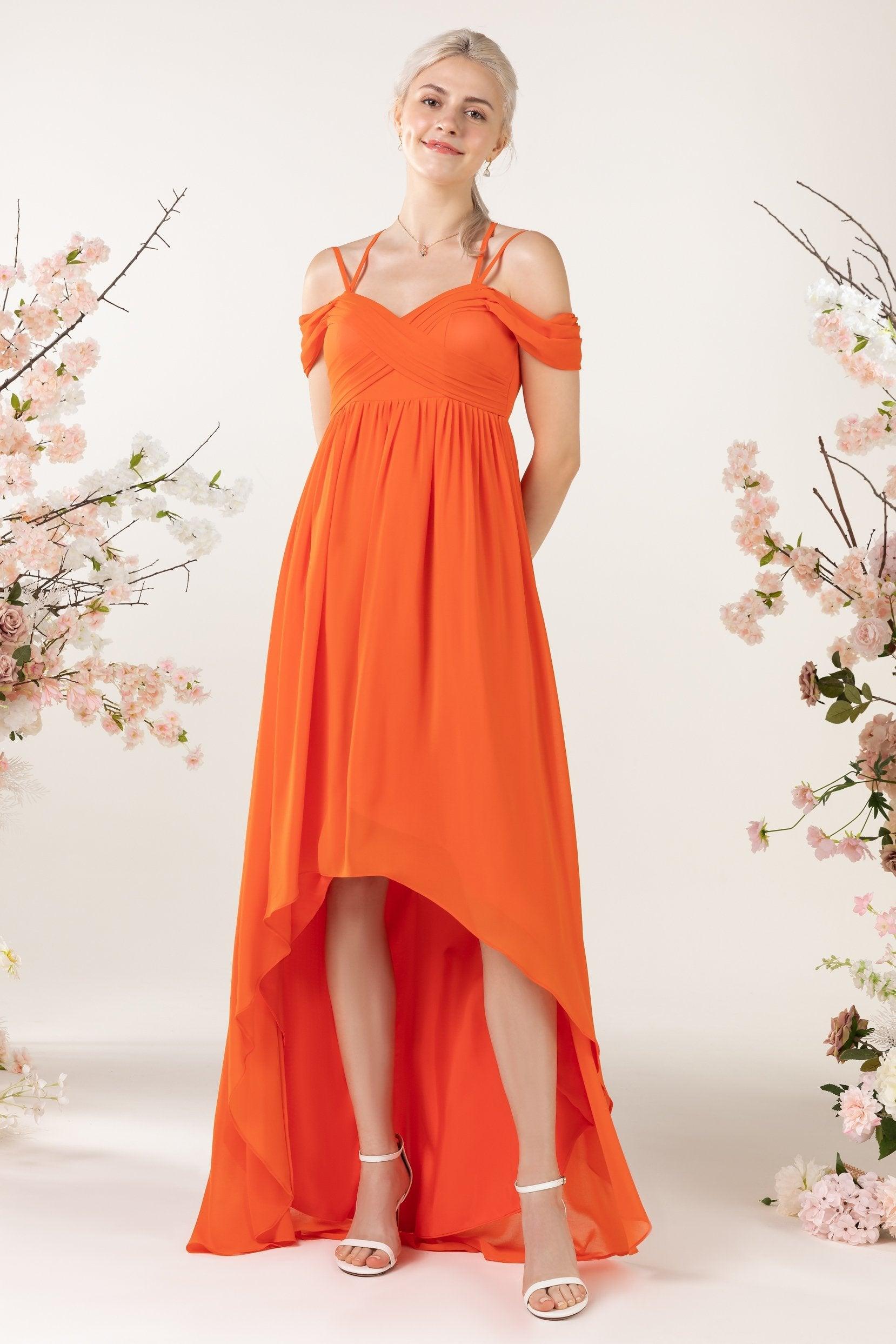 Asymmetrical Sweep Train Chiffon Bridesmaid Dress CB0464 - COCOMELODY