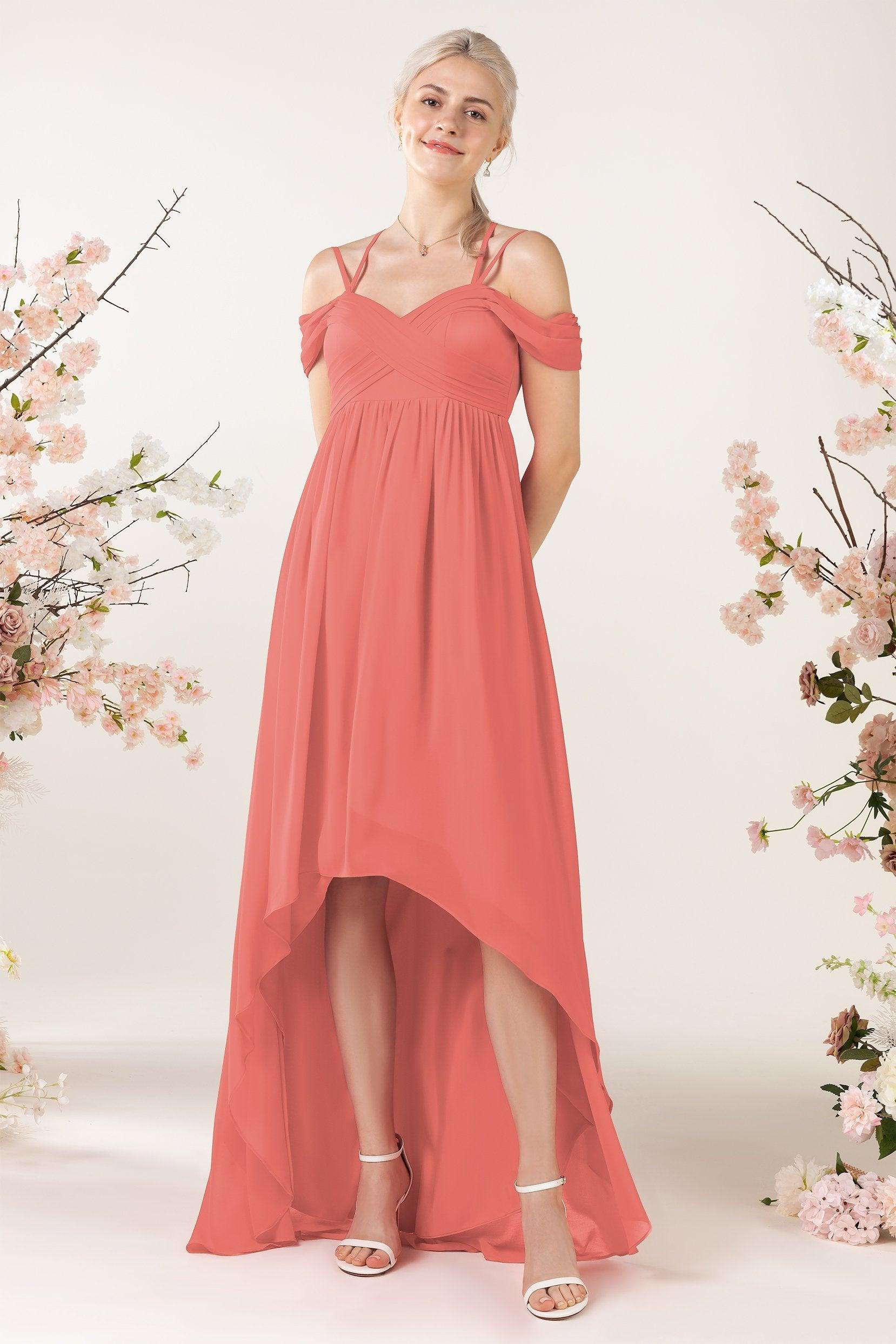 Asymmetrical Sweep Train Chiffon Bridesmaid Dress CB0464 - COCOMELODY