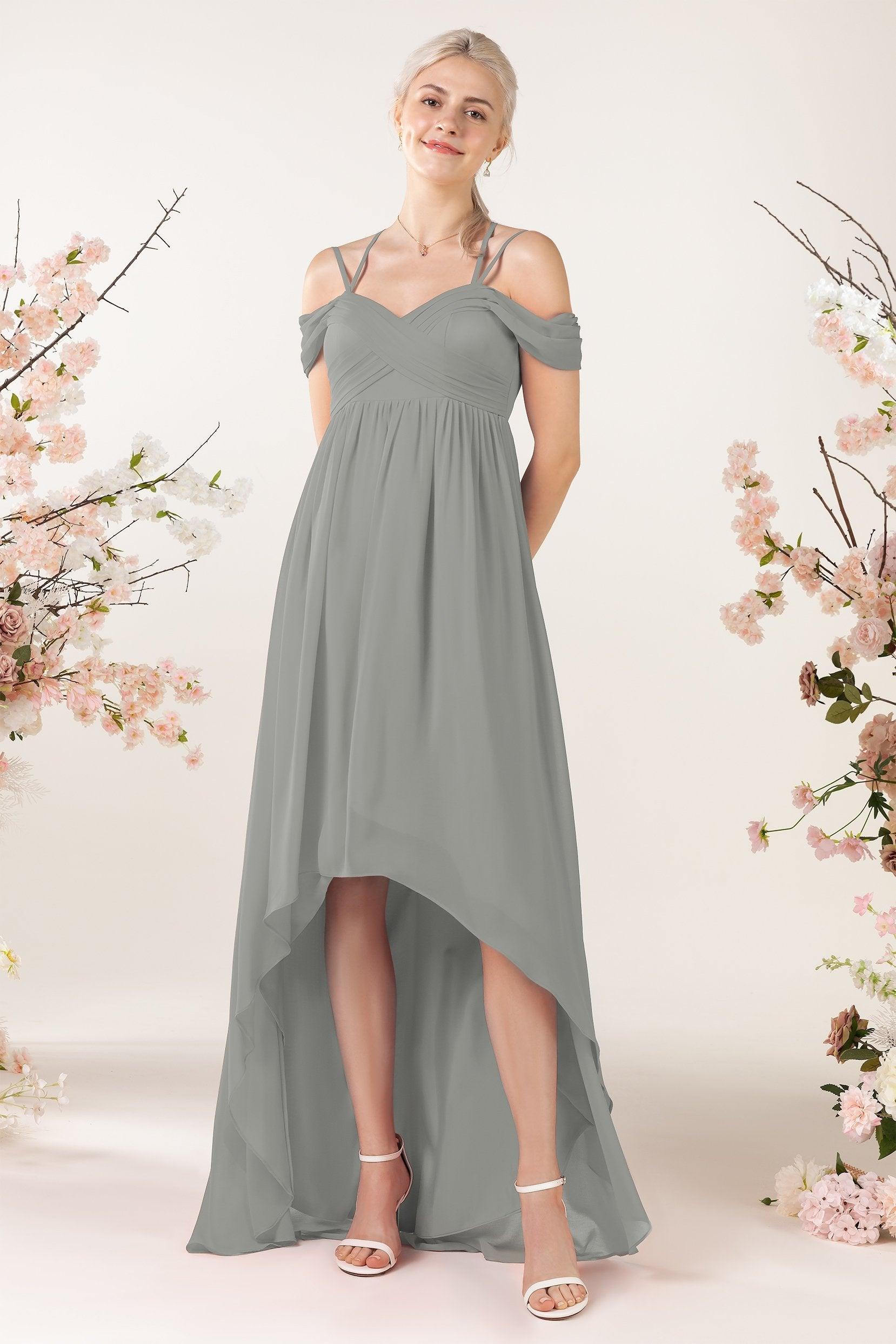Asymmetrical Sweep Train Chiffon Bridesmaid Dress CB0464 - COCOMELODY