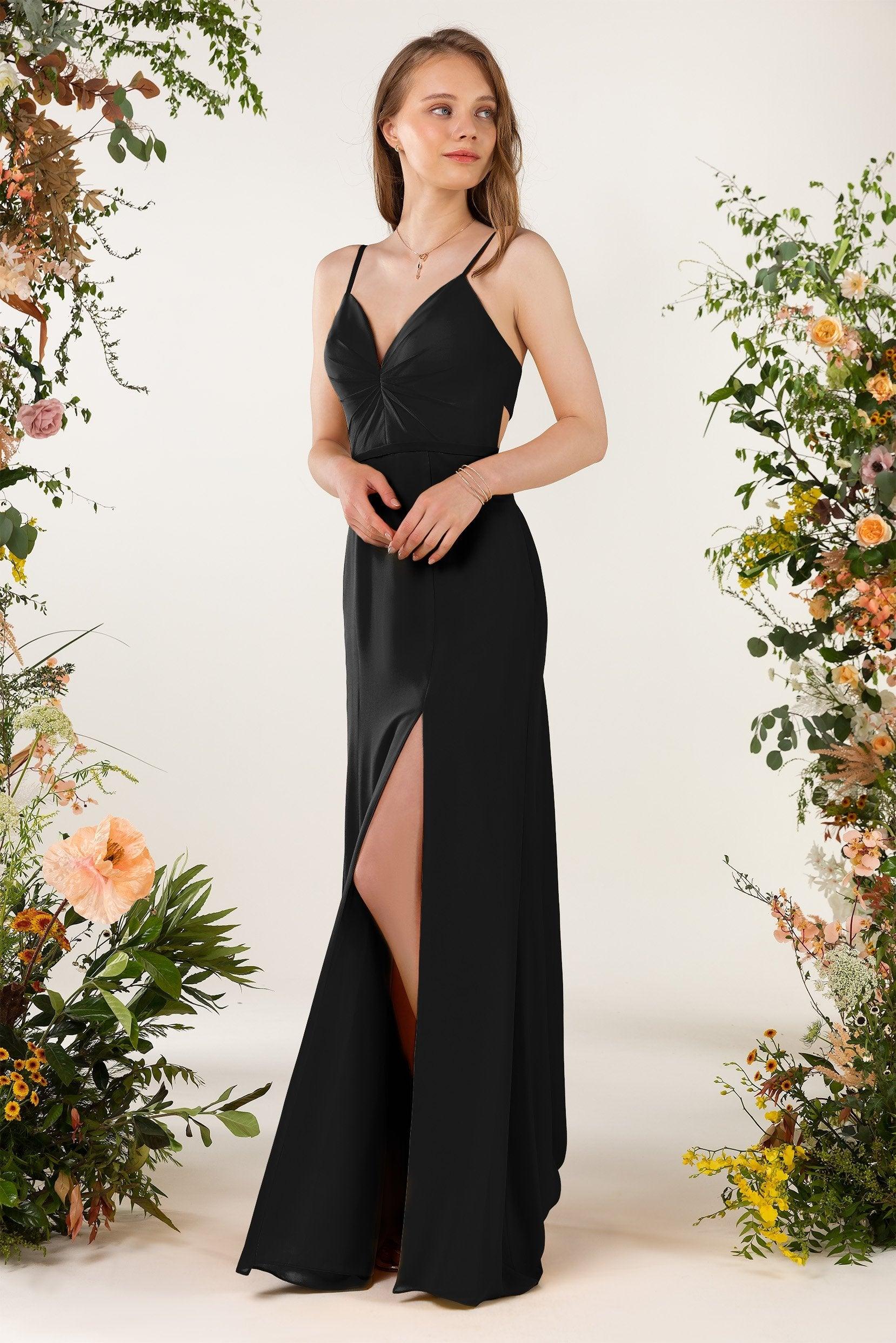 Sheath Sweep-Brush Train Chiffon Bridesmaid Dress CB0466 - COCOMELODY