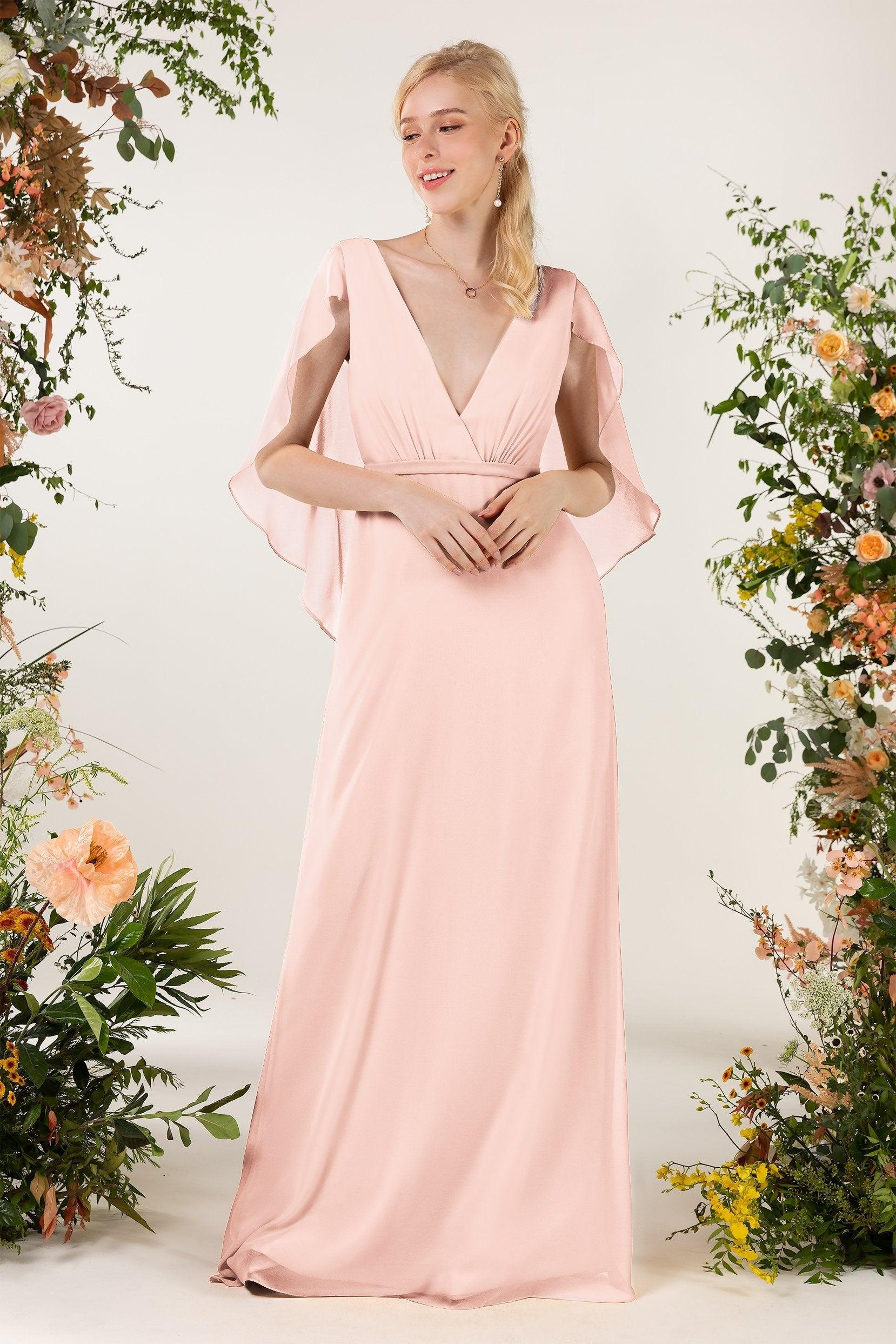 Sheath Sweep-Brush Train Chiffon Bridesmaid Dress CB0468 - COCOMELODY