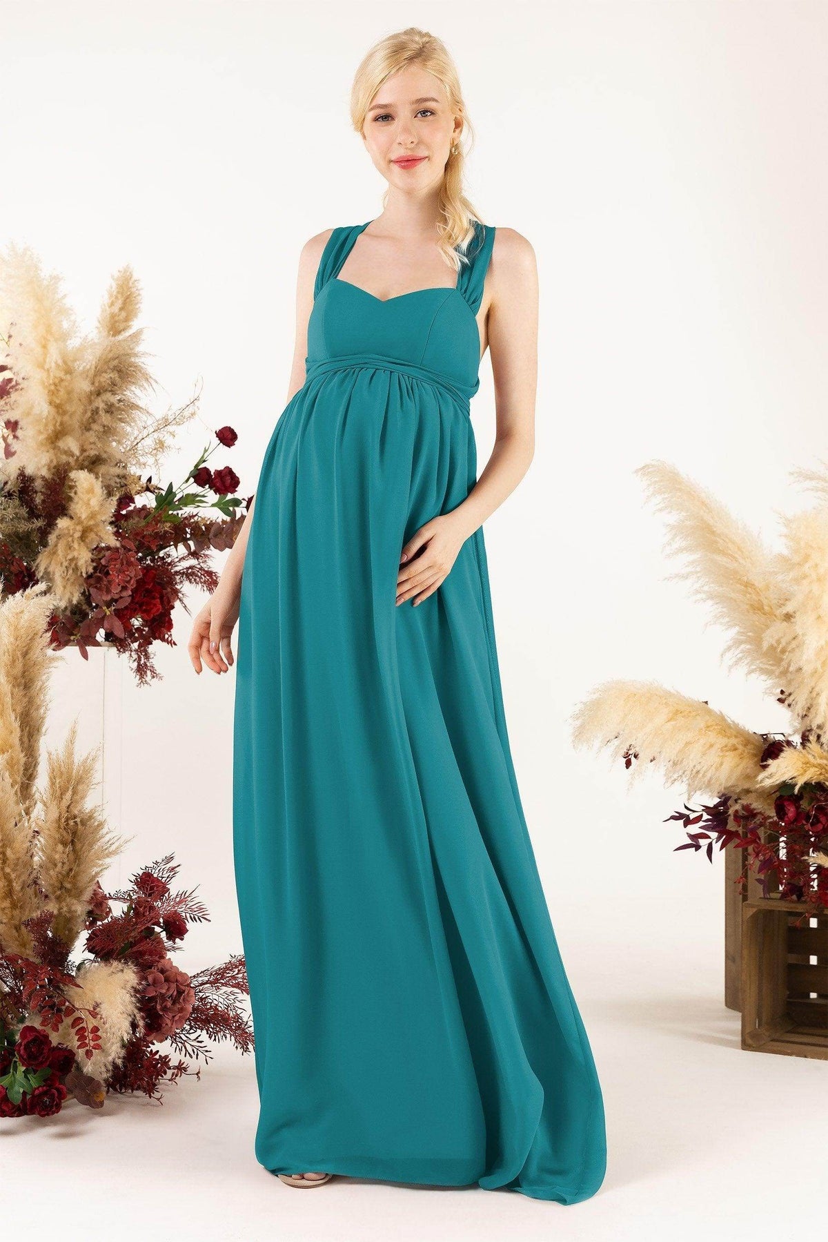 teal maternity bridesmaid dresses Satin Maternity Bridesmaid Dress main image 1