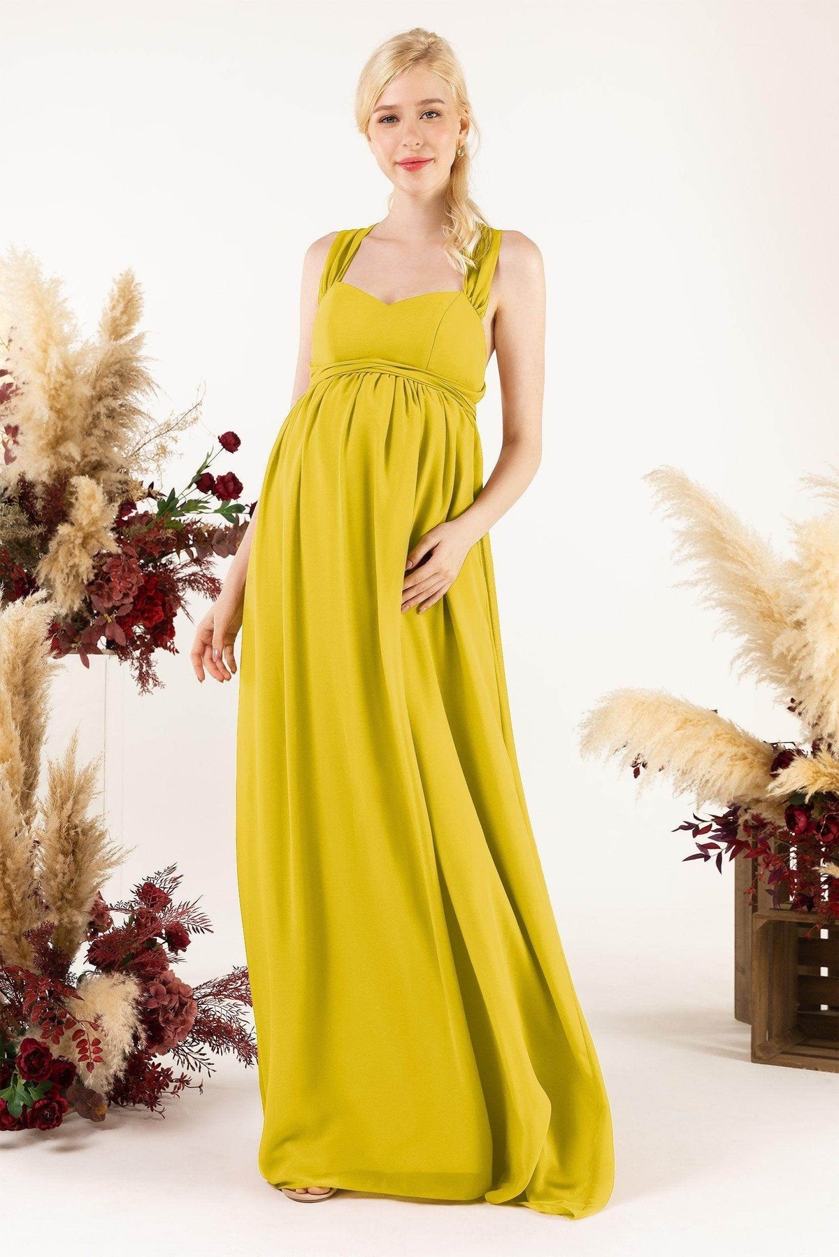 bridesmaid dresses cocomelody A-Line Floor Length Print Bridesmaid Dress COCOMELODY CB0705, Floral: Medium Gray