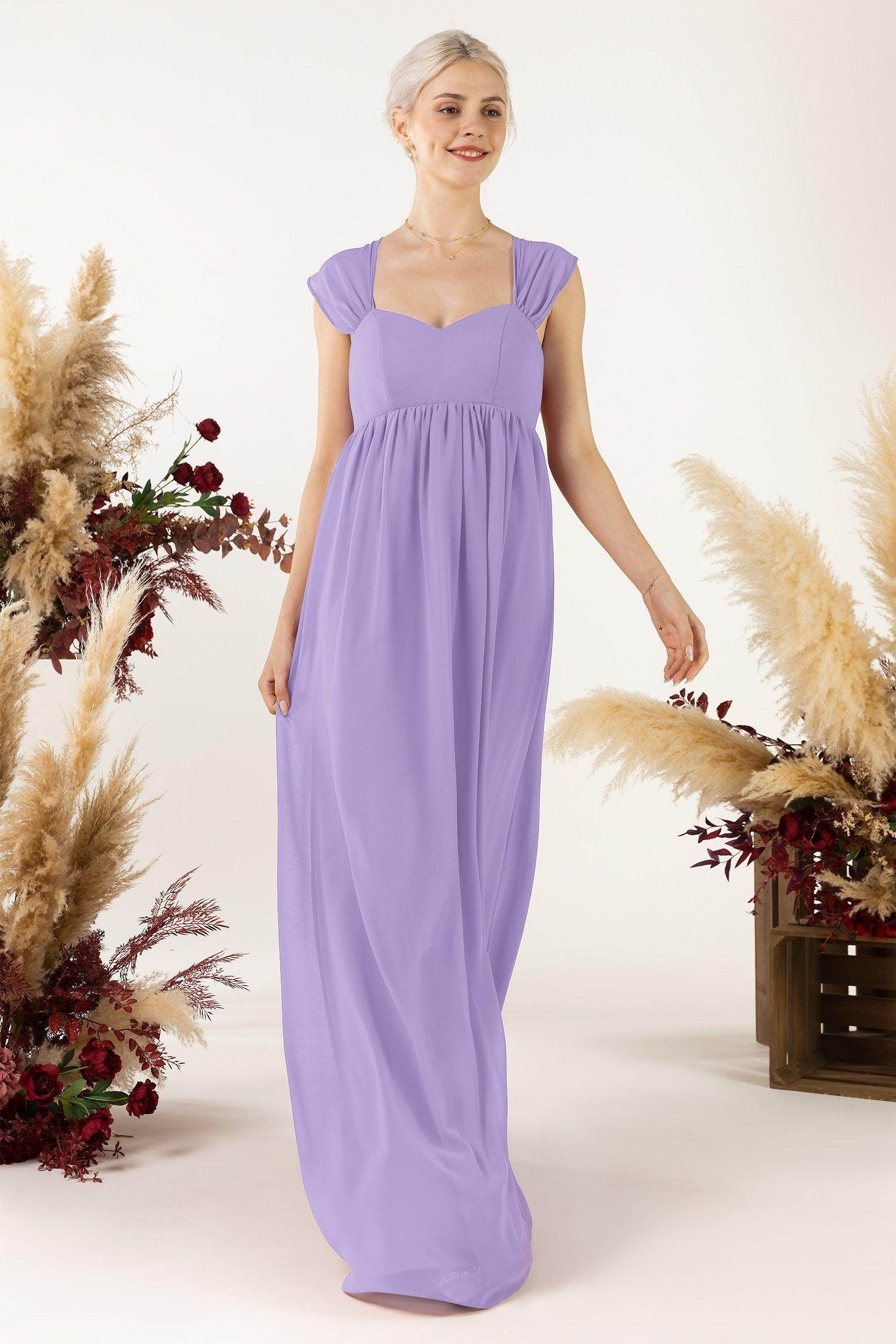 A-Line Sweep-Brush Train Chiffon Bridesmaid Dress CB0470 - COCOMELODY