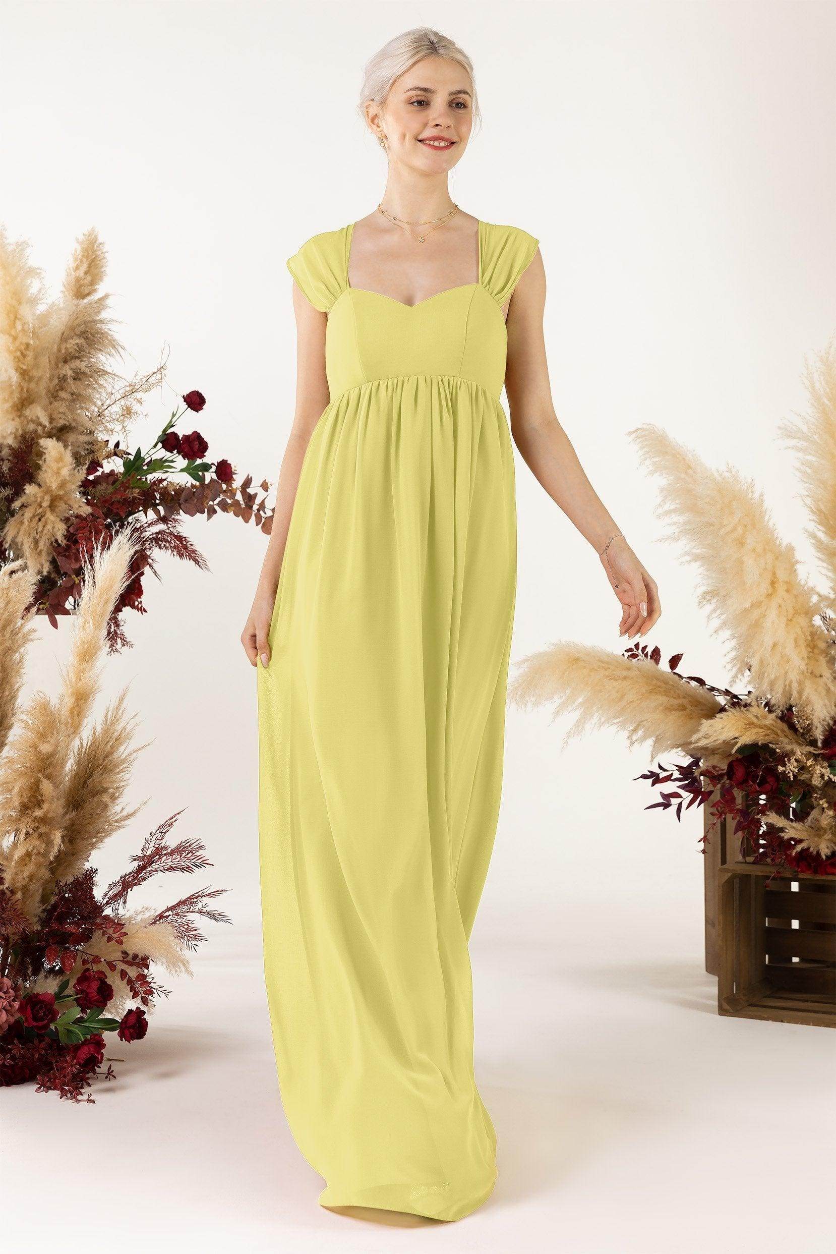 A-Line Sweep-Brush Train Chiffon Bridesmaid Dress CB0470 - COCOMELODY