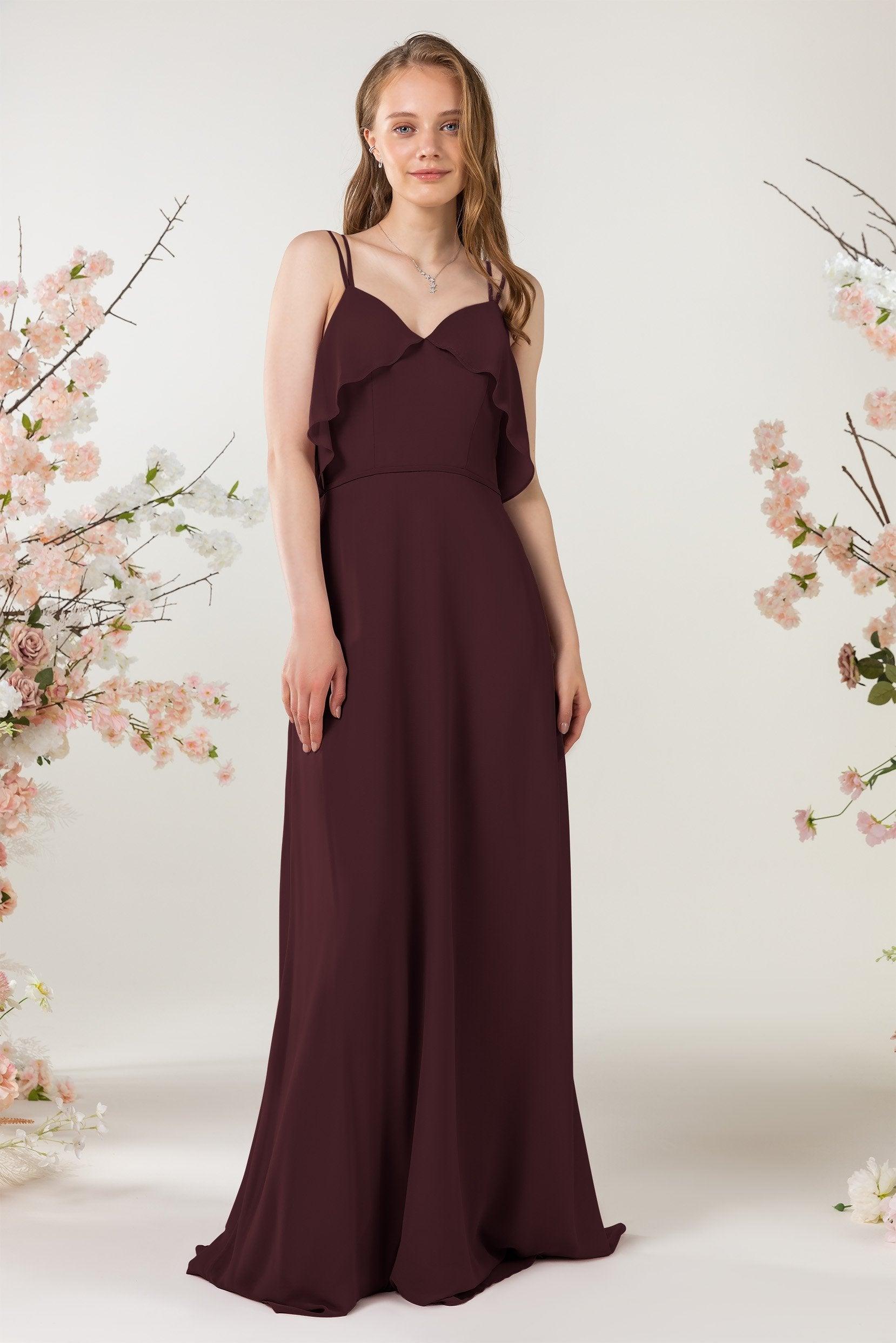 Sheath Sweep-Brush Train Chiffon Bridesmaid Dress CB0472 - COCOMELODY