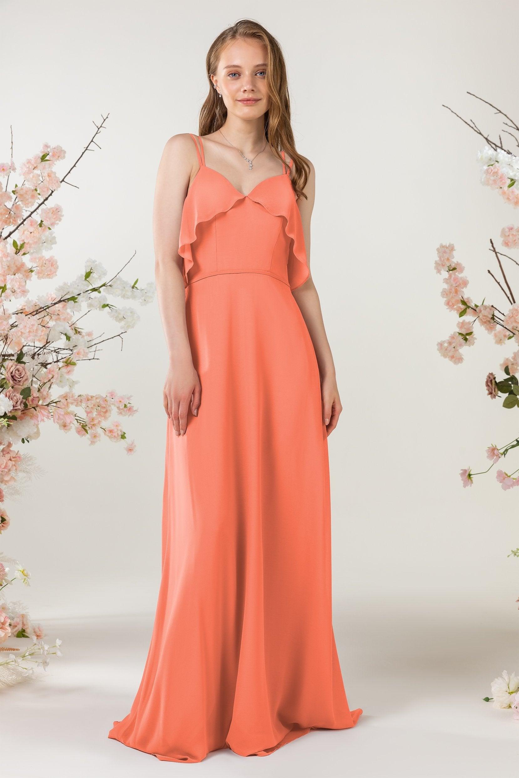 Sheath Sweep-Brush Train Chiffon Bridesmaid Dress CB0472 - COCOMELODY