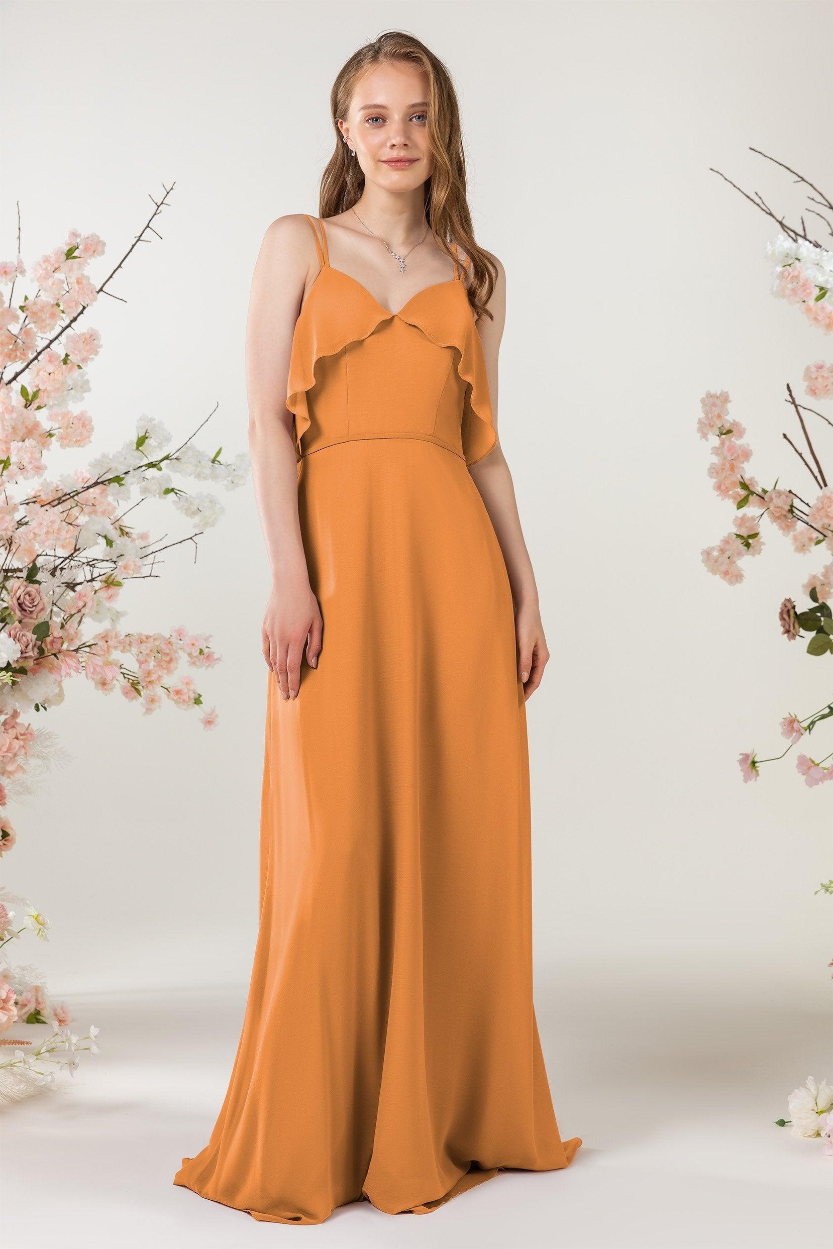 Sheath Sweep-Brush Train Chiffon Bridesmaid Dress CB0472 - COCOMELODY