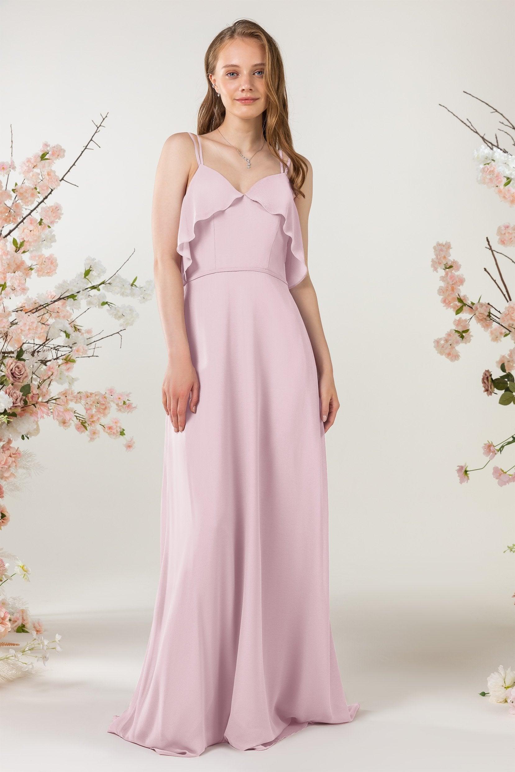 Sheath Sweep-Brush Train Chiffon Bridesmaid Dress CB0472 - COCOMELODY