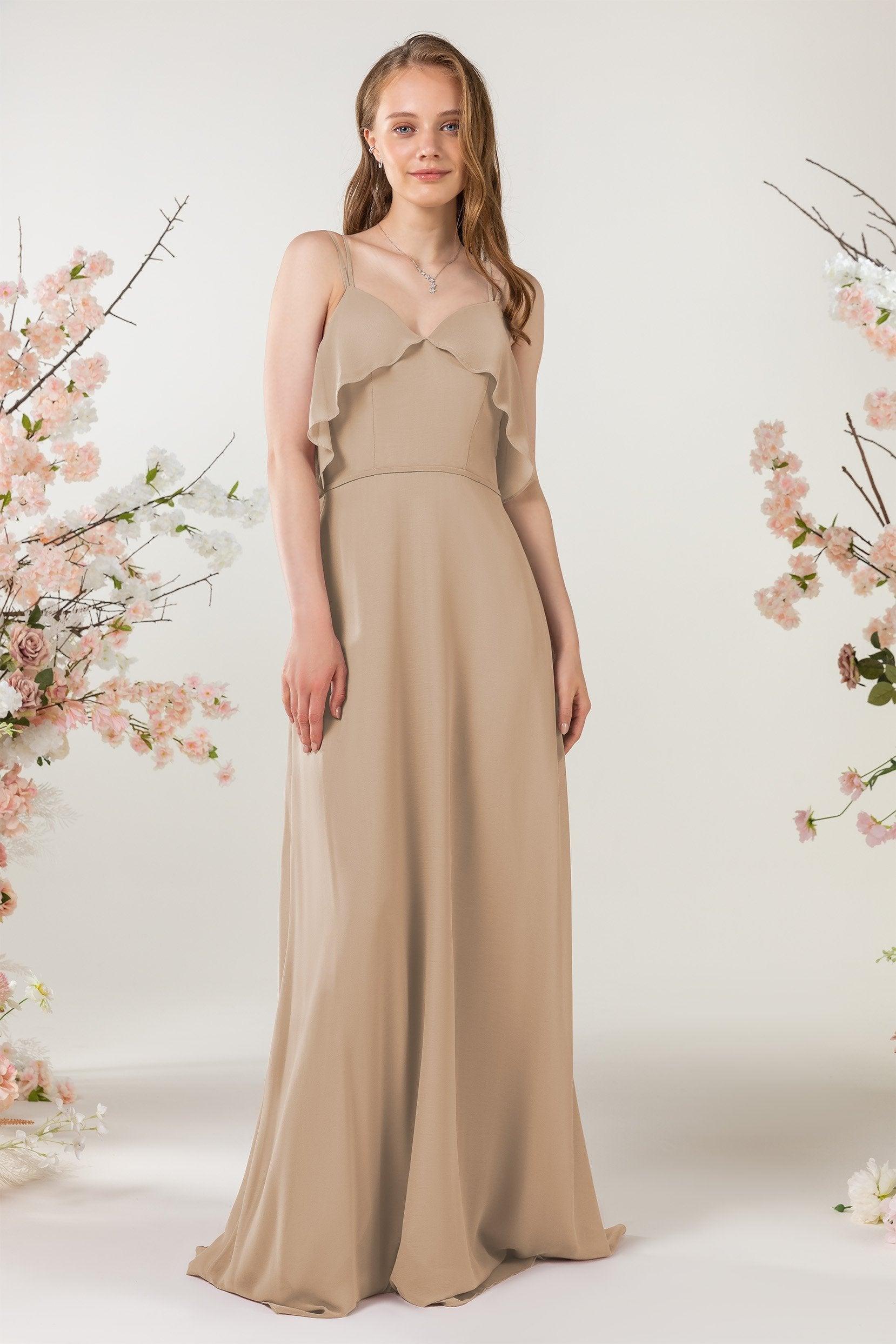 Sheath Sweep-Brush Train Chiffon Bridesmaid Dress CB0472 - COCOMELODY