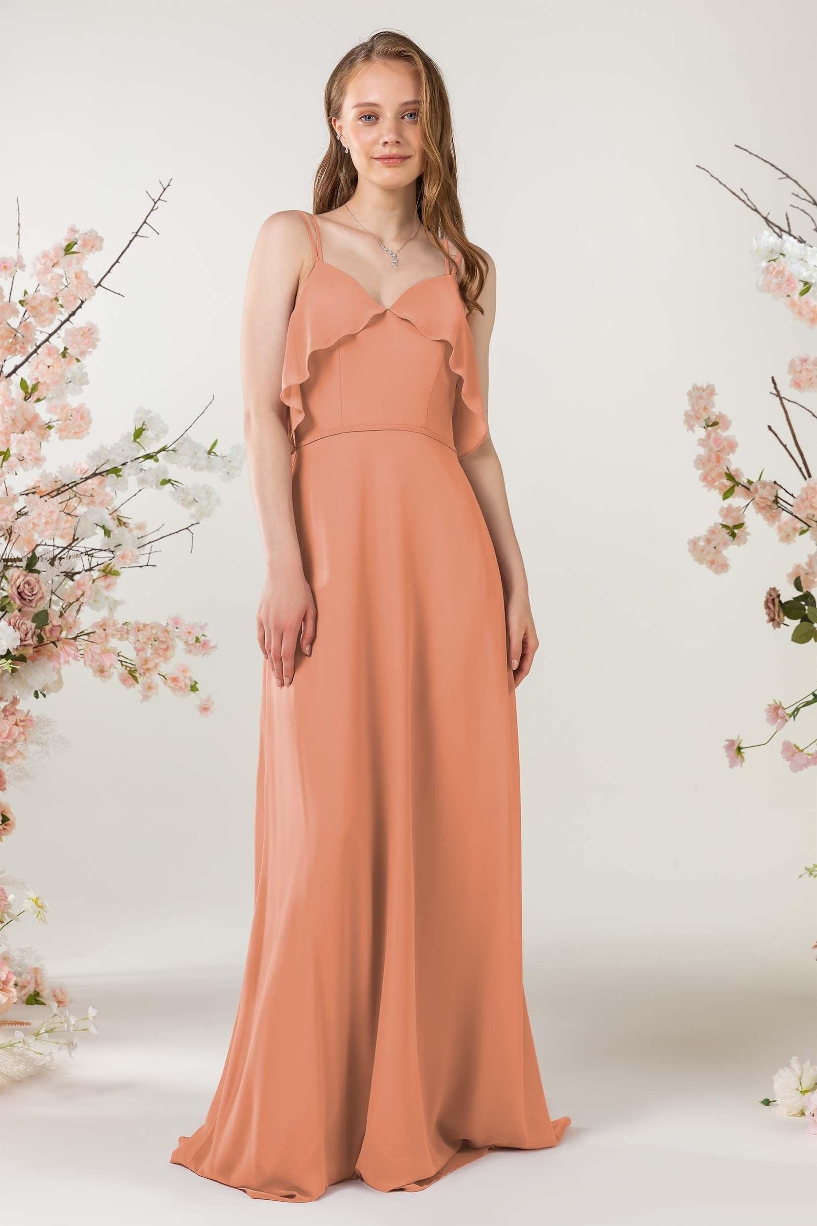 Sheath Sweep-Brush Train Chiffon Bridesmaid Dress CB0472 - COCOMELODY