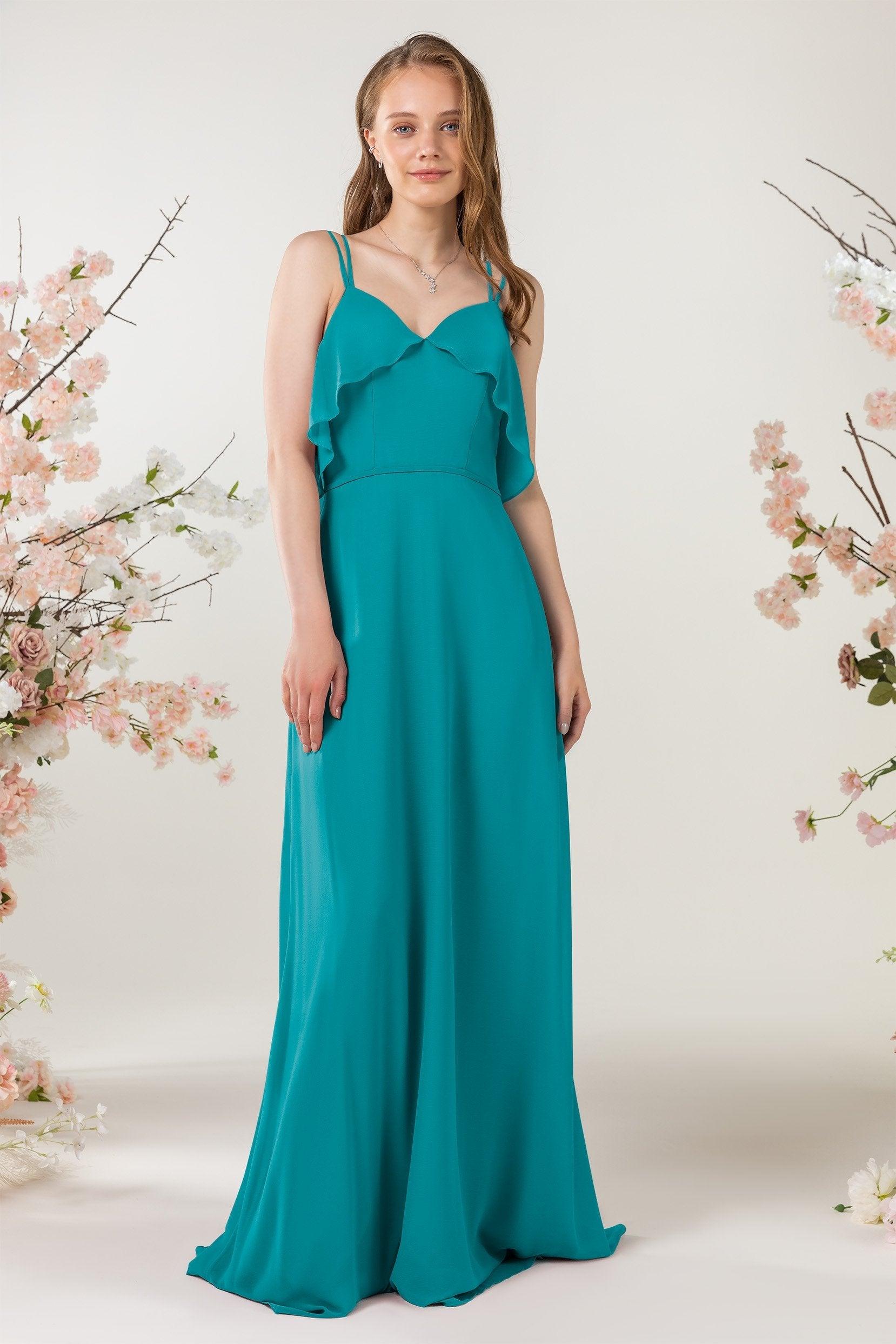 Sheath Sweep-Brush Train Chiffon Bridesmaid Dress CB0472 - COCOMELODY
