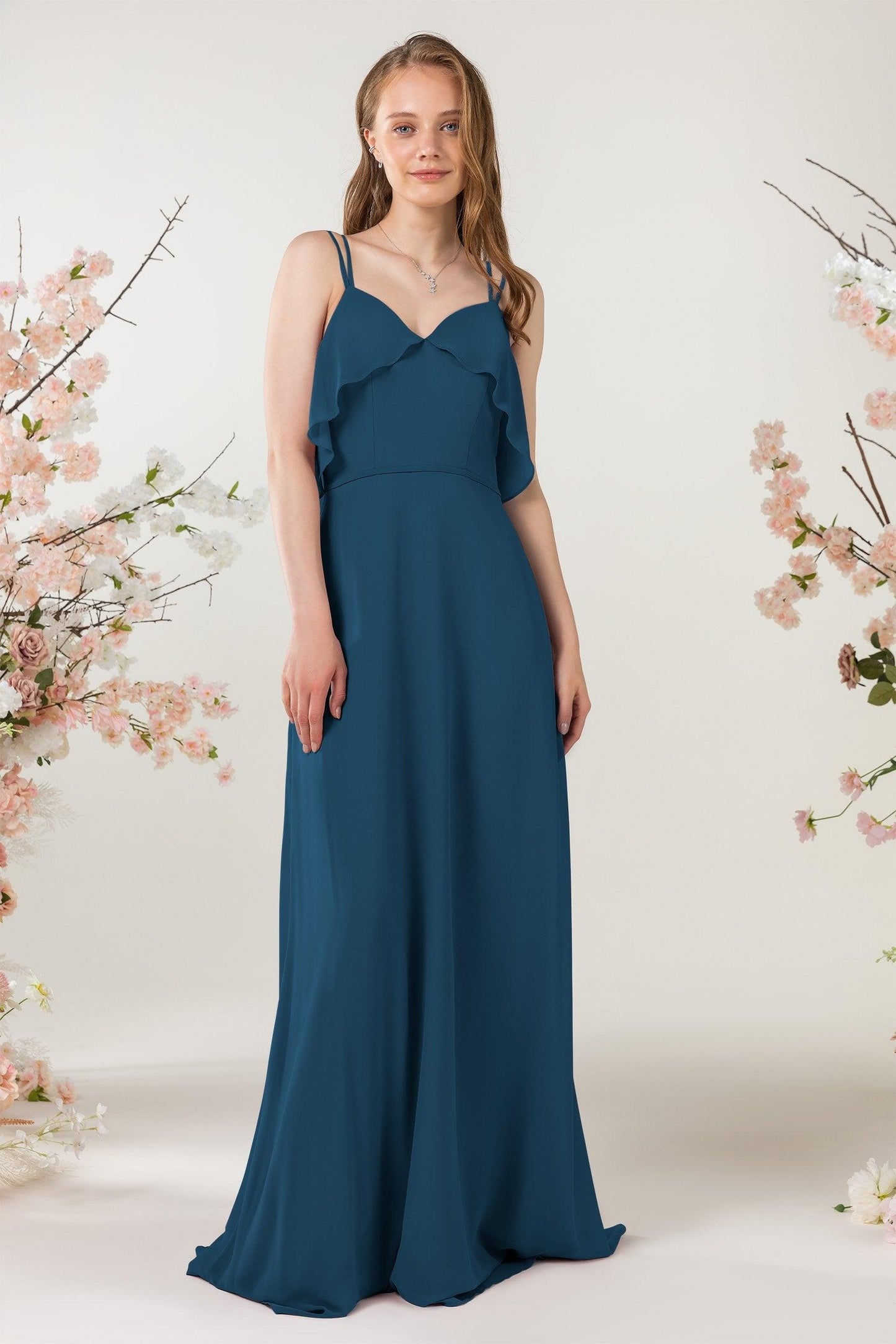 Sheath Sweep-Brush Train Chiffon Bridesmaid Dress CB0472 - COCOMELODY