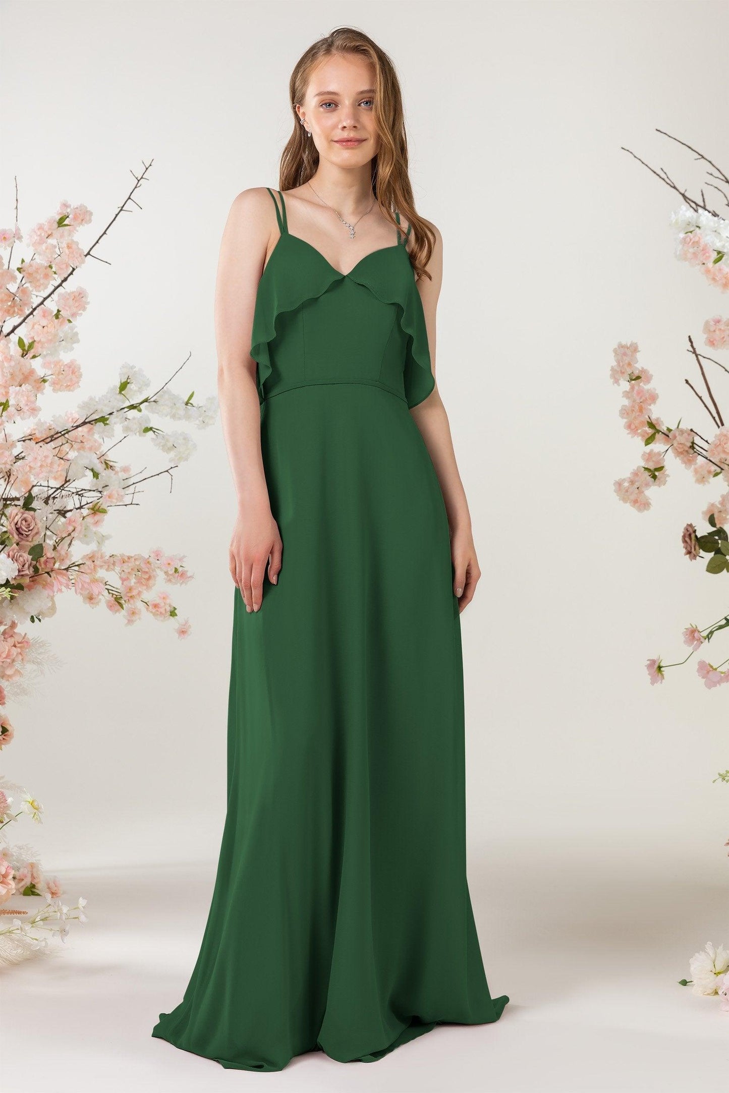 Sheath Sweep-Brush Train Chiffon Bridesmaid Dress CB0472 - COCOMELODY
