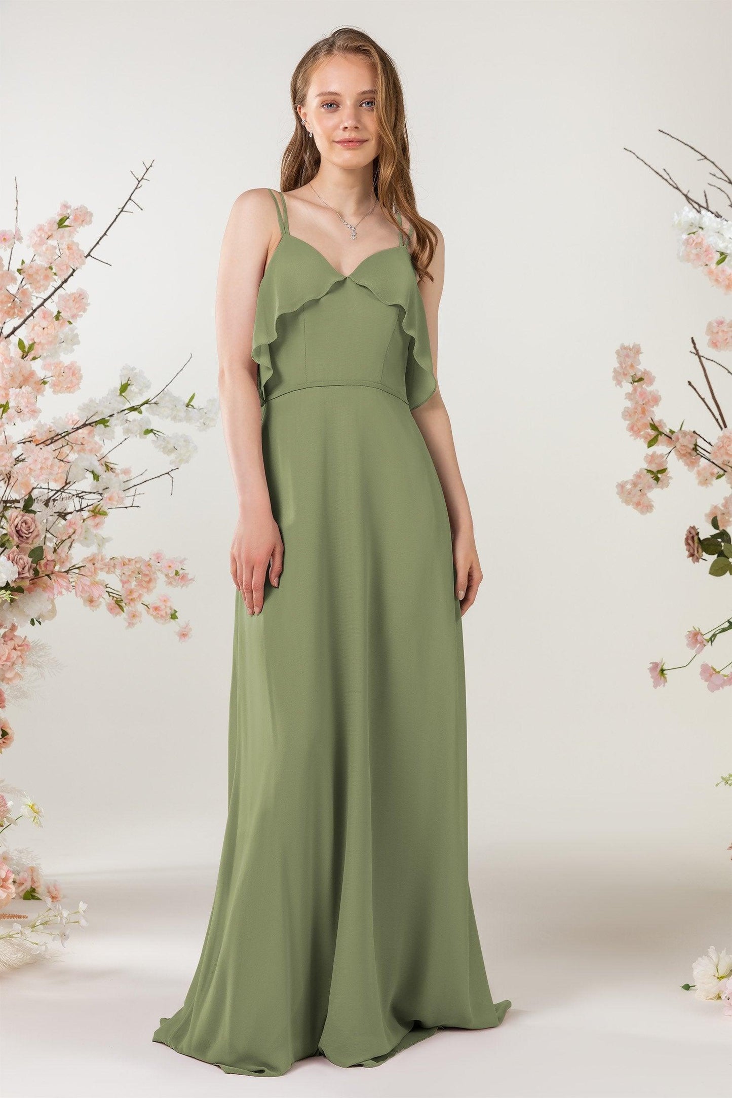 Sheath Sweep-Brush Train Chiffon Bridesmaid Dress CB0472 - COCOMELODY