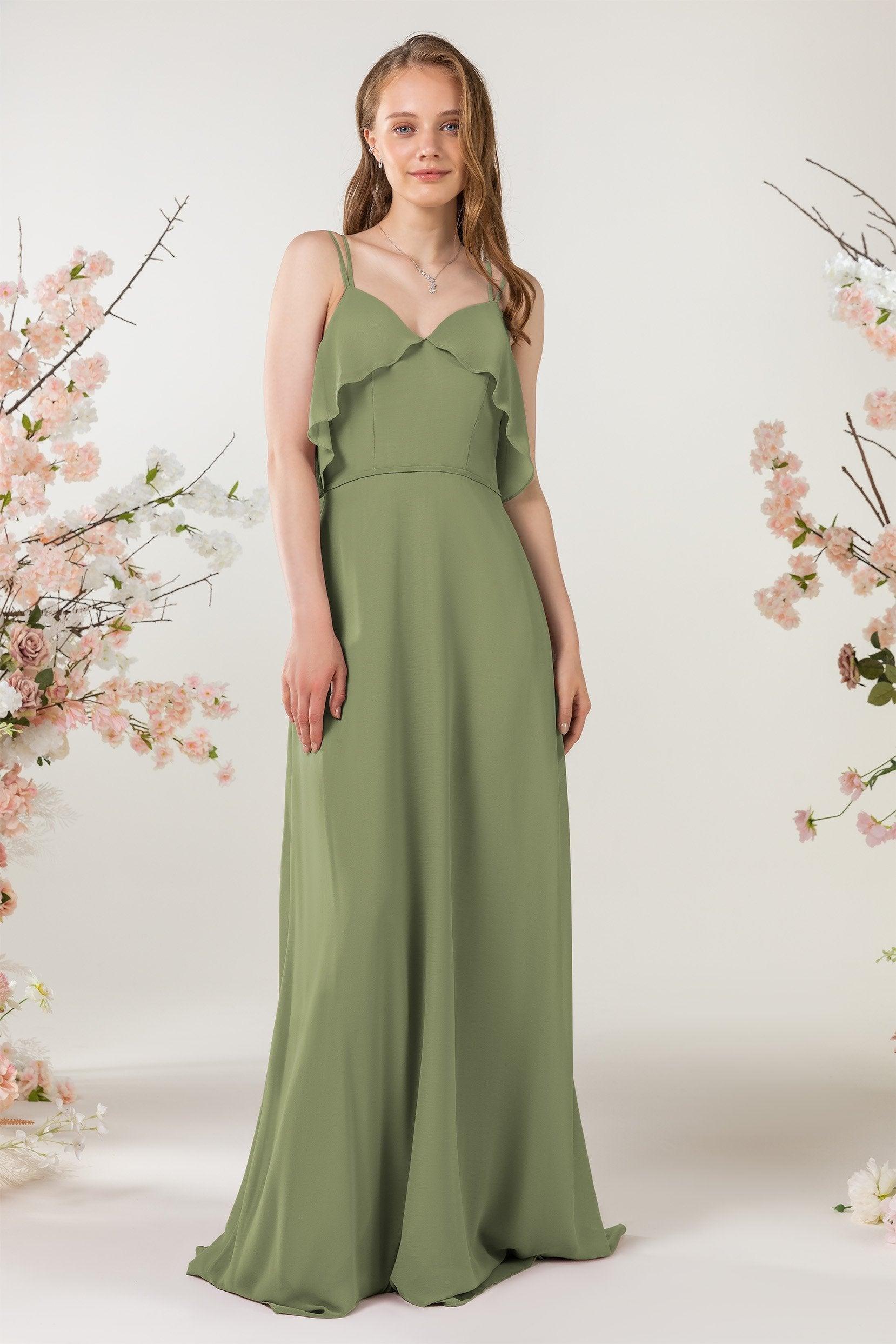 Sheath Sweep-Brush Train Chiffon Bridesmaid Dress CB0472 - COCOMELODY