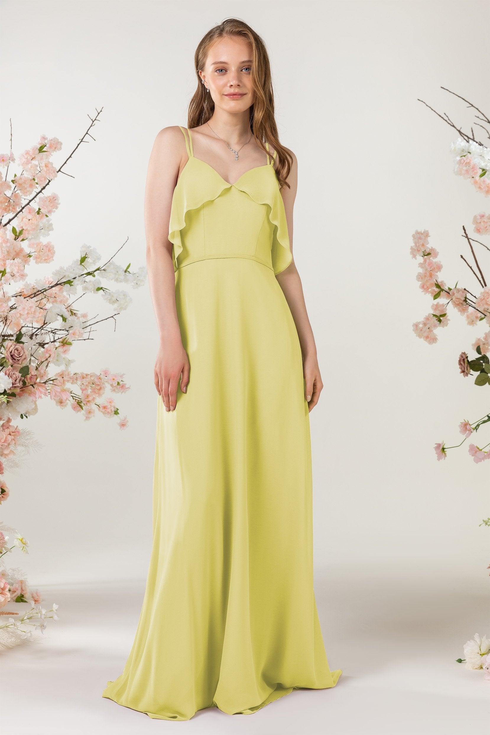 Sheath Sweep-Brush Train Chiffon Bridesmaid Dress CB0472 - COCOMELODY