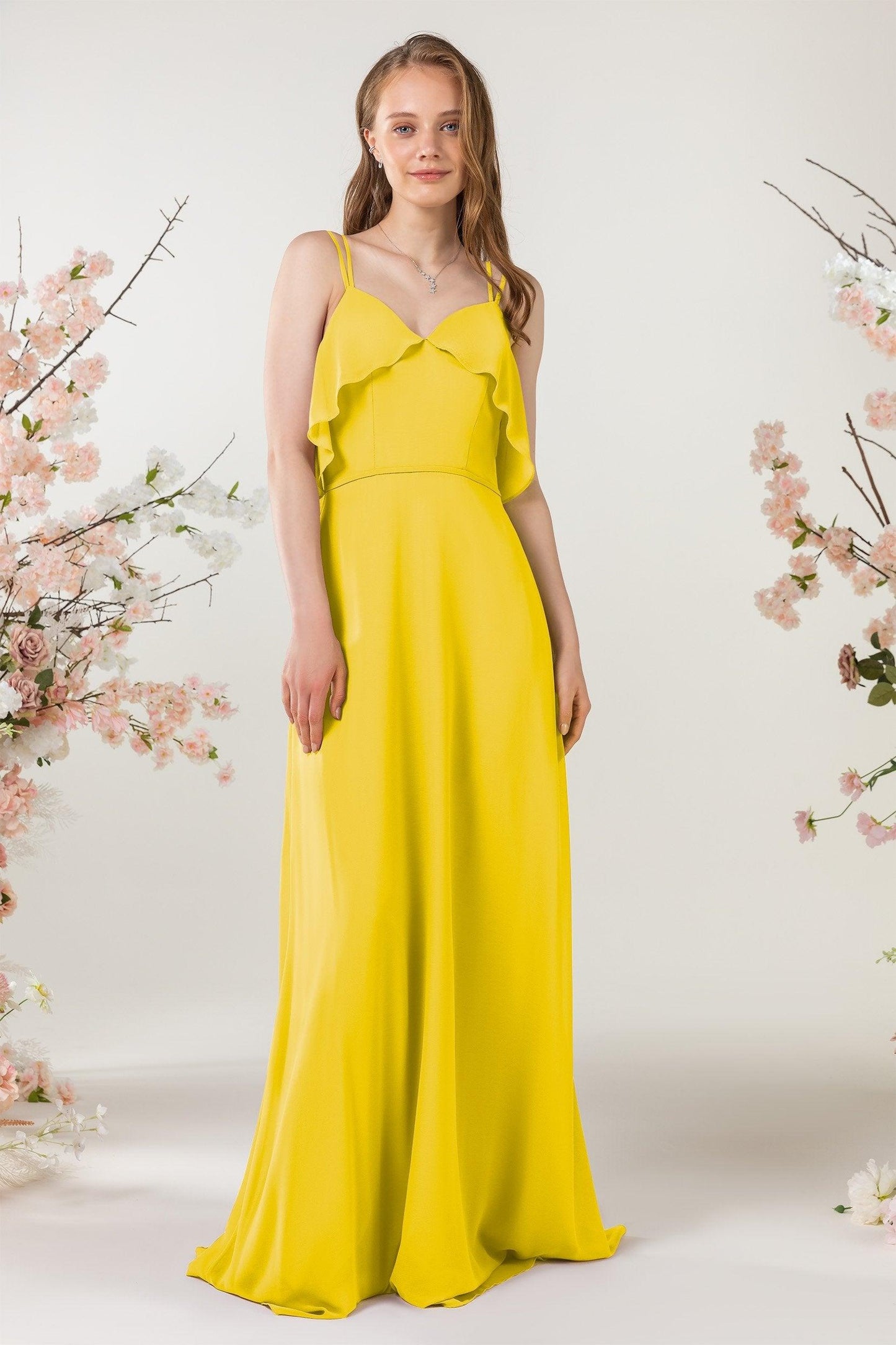Sheath Sweep-Brush Train Chiffon Bridesmaid Dress CB0472 - COCOMELODY