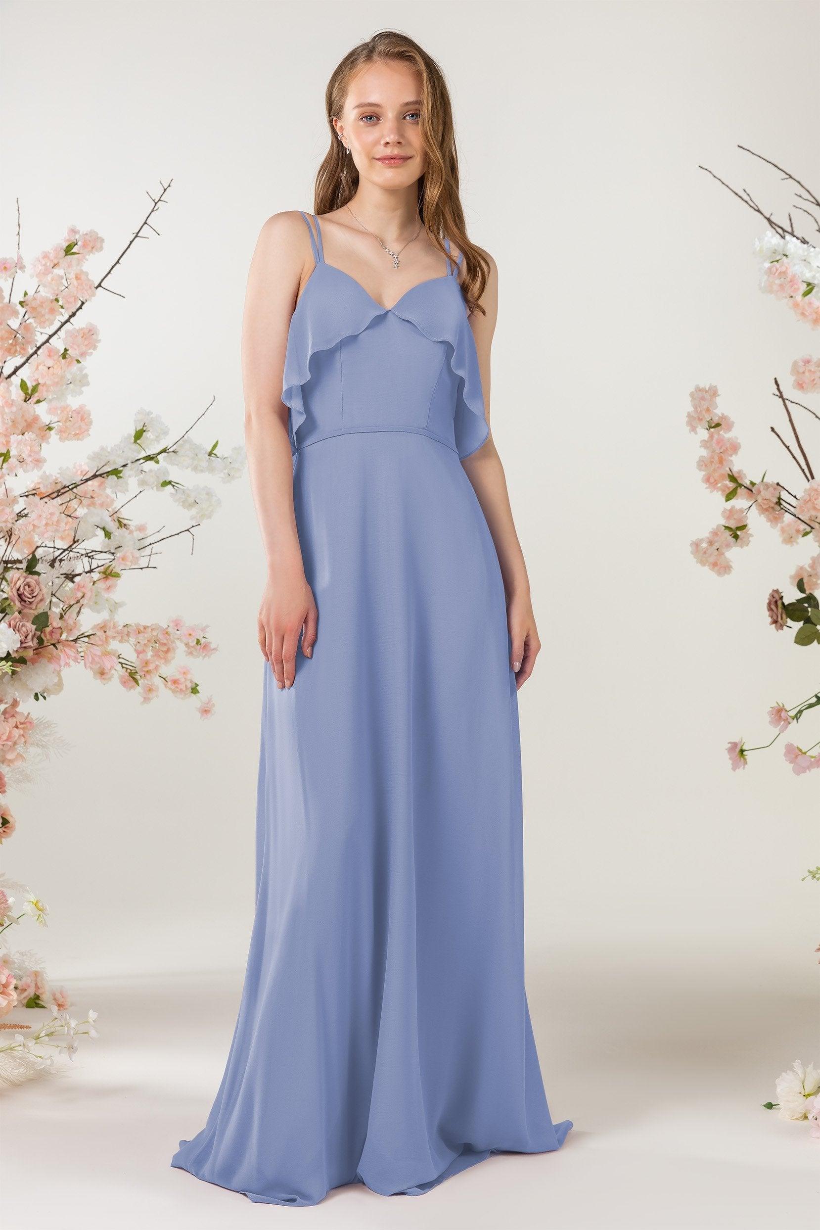 Sheath Sweep-Brush Train Chiffon Bridesmaid Dress CB0472 - COCOMELODY