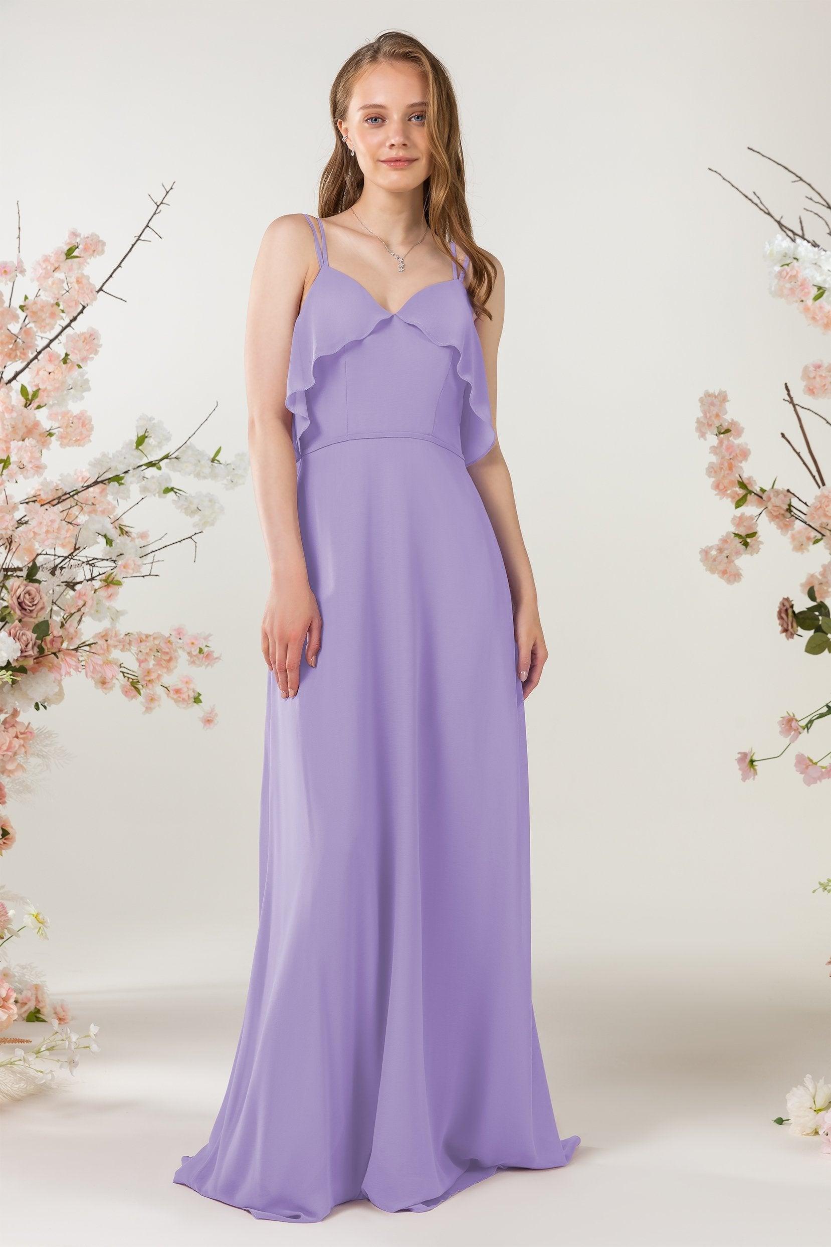 Sheath Sweep-Brush Train Chiffon Bridesmaid Dress CB0472 - COCOMELODY