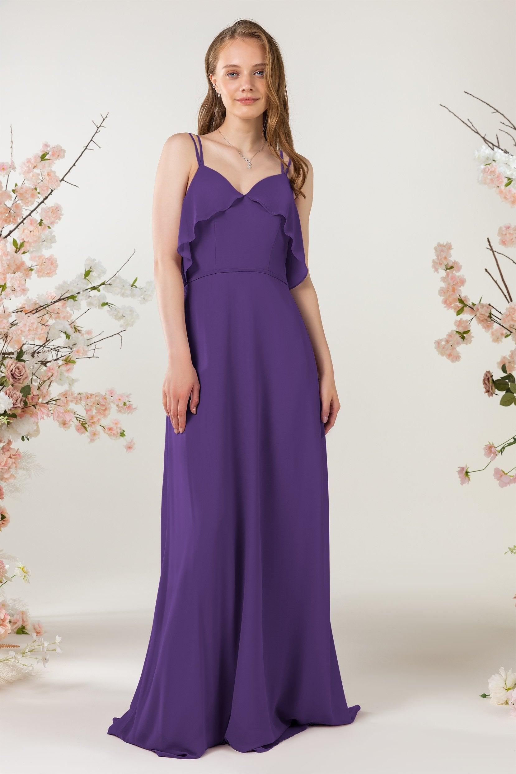 Sheath Sweep-Brush Train Chiffon Bridesmaid Dress CB0472 - COCOMELODY