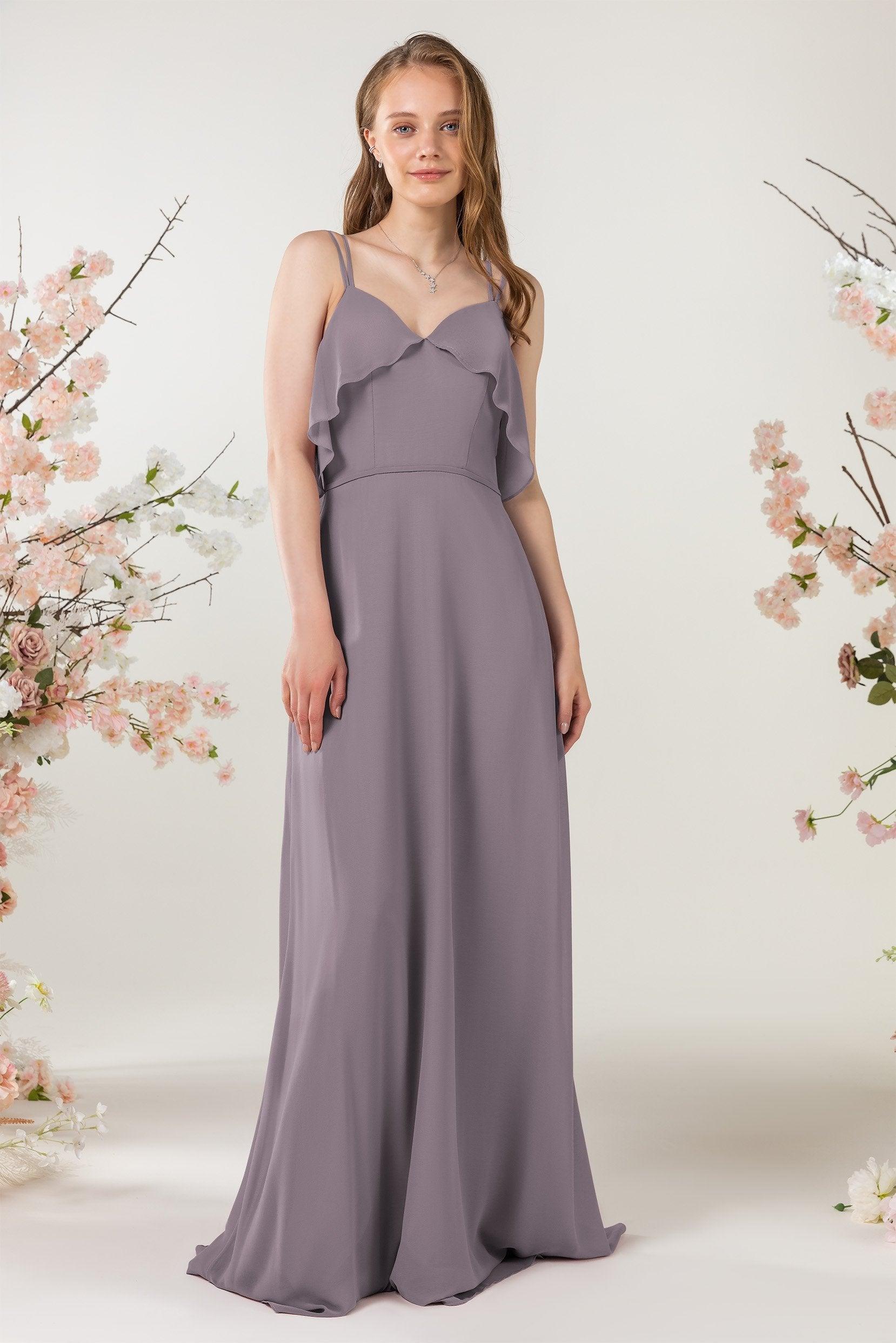 Sheath Sweep-Brush Train Chiffon Bridesmaid Dress CB0472 - COCOMELODY