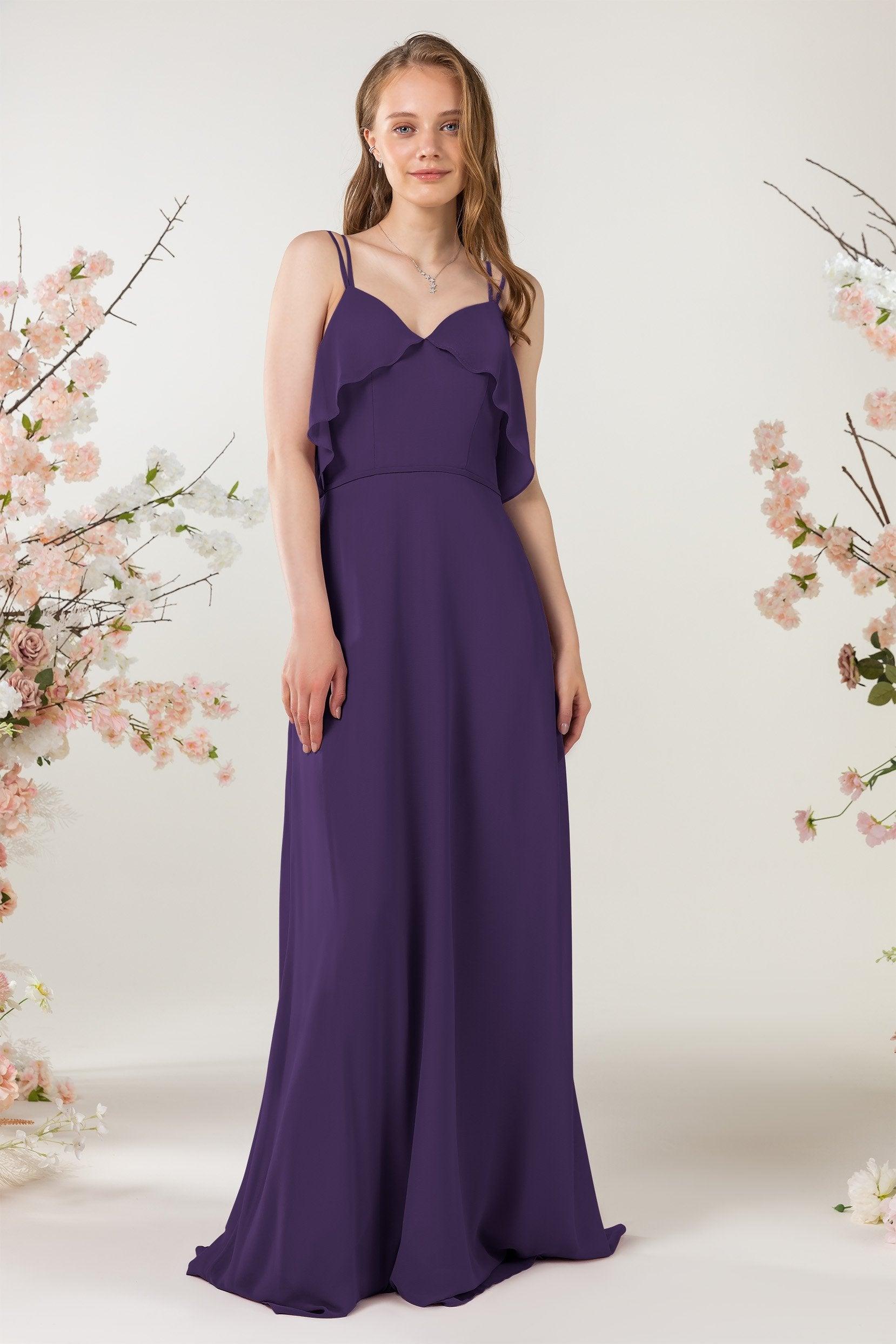 Sheath Sweep-Brush Train Chiffon Bridesmaid Dress CB0472 - COCOMELODY