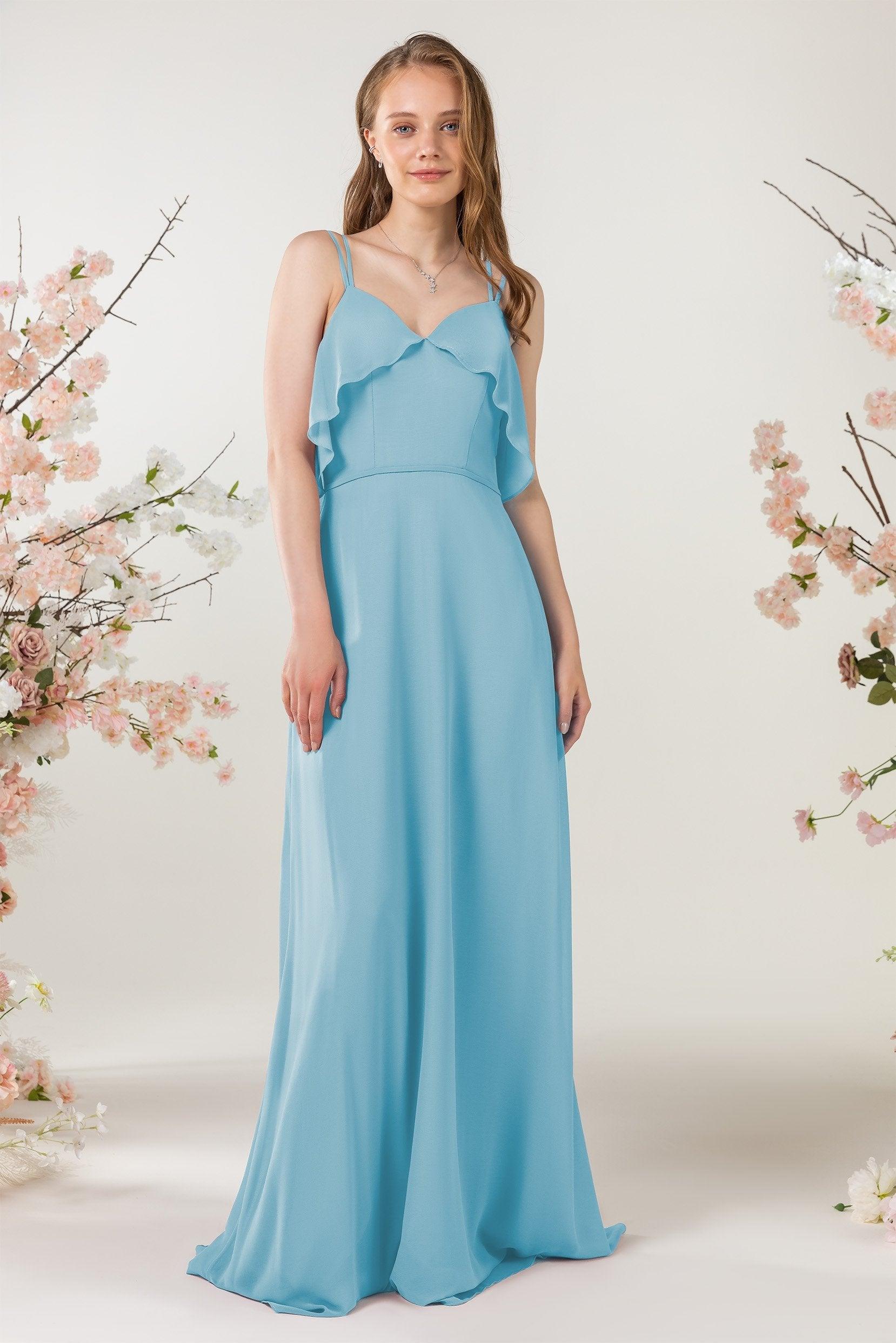 Sheath Sweep-Brush Train Chiffon Bridesmaid Dress CB0472 - COCOMELODY