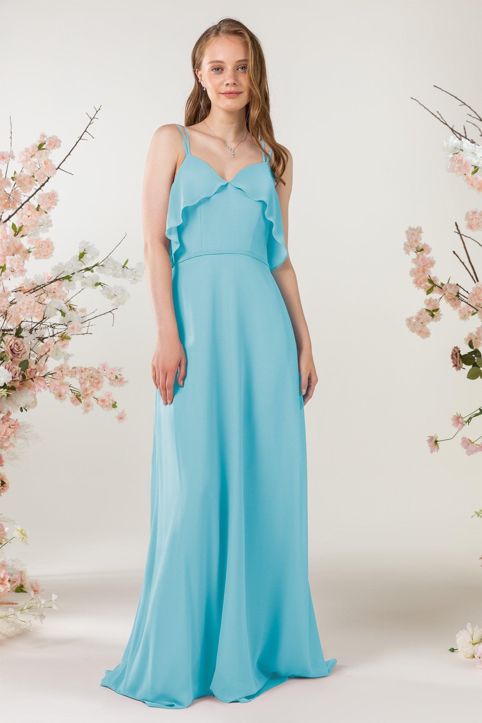 Sheath Sweep-Brush Train Chiffon Bridesmaid Dress CB0472 - COCOMELODY