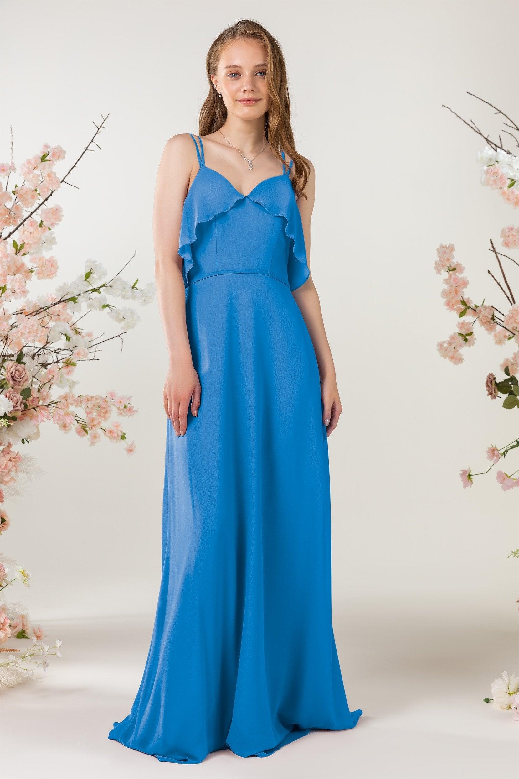 Sheath Sweep-Brush Train Chiffon Bridesmaid Dress CB0472 - COCOMELODY