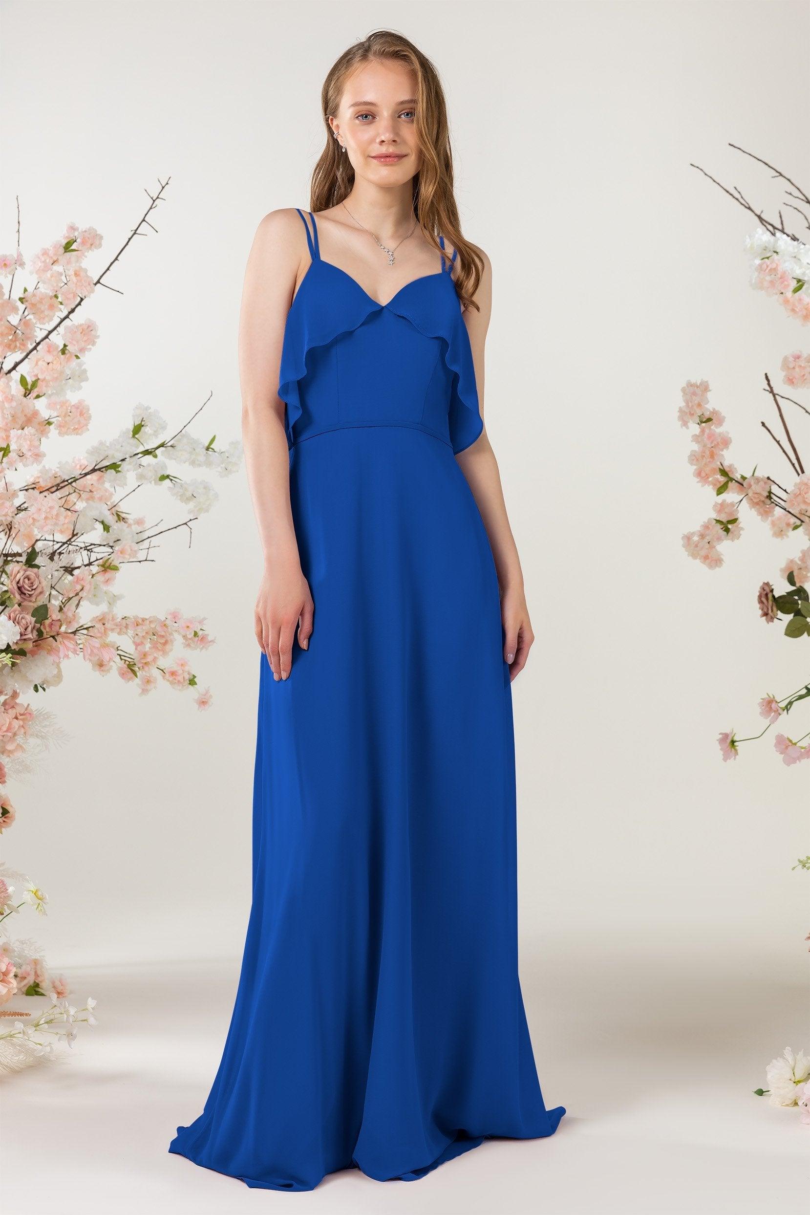 Sheath Sweep-Brush Train Chiffon Bridesmaid Dress CB0472 - COCOMELODY