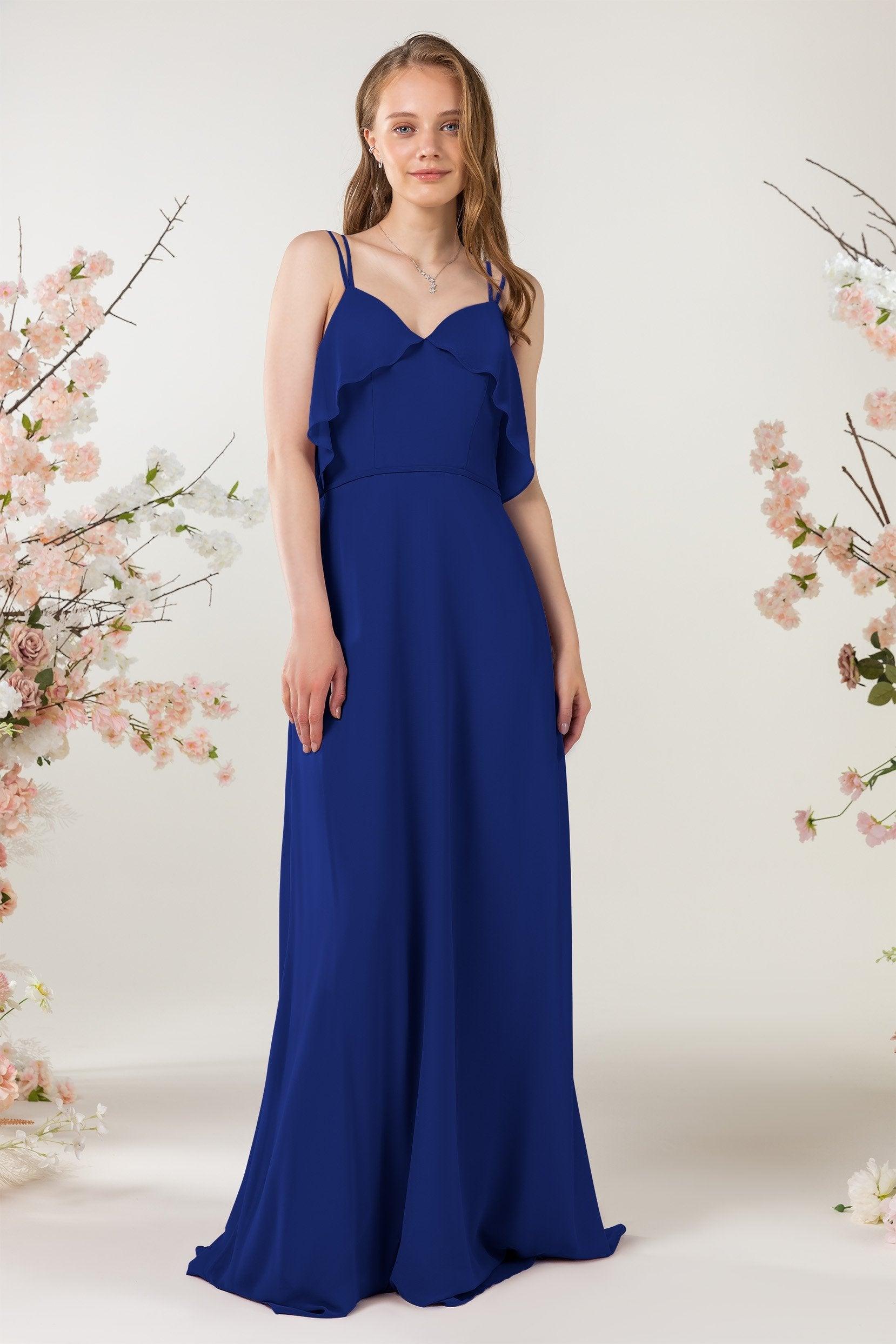 Sheath Sweep-Brush Train Chiffon Bridesmaid Dress CB0472 - COCOMELODY