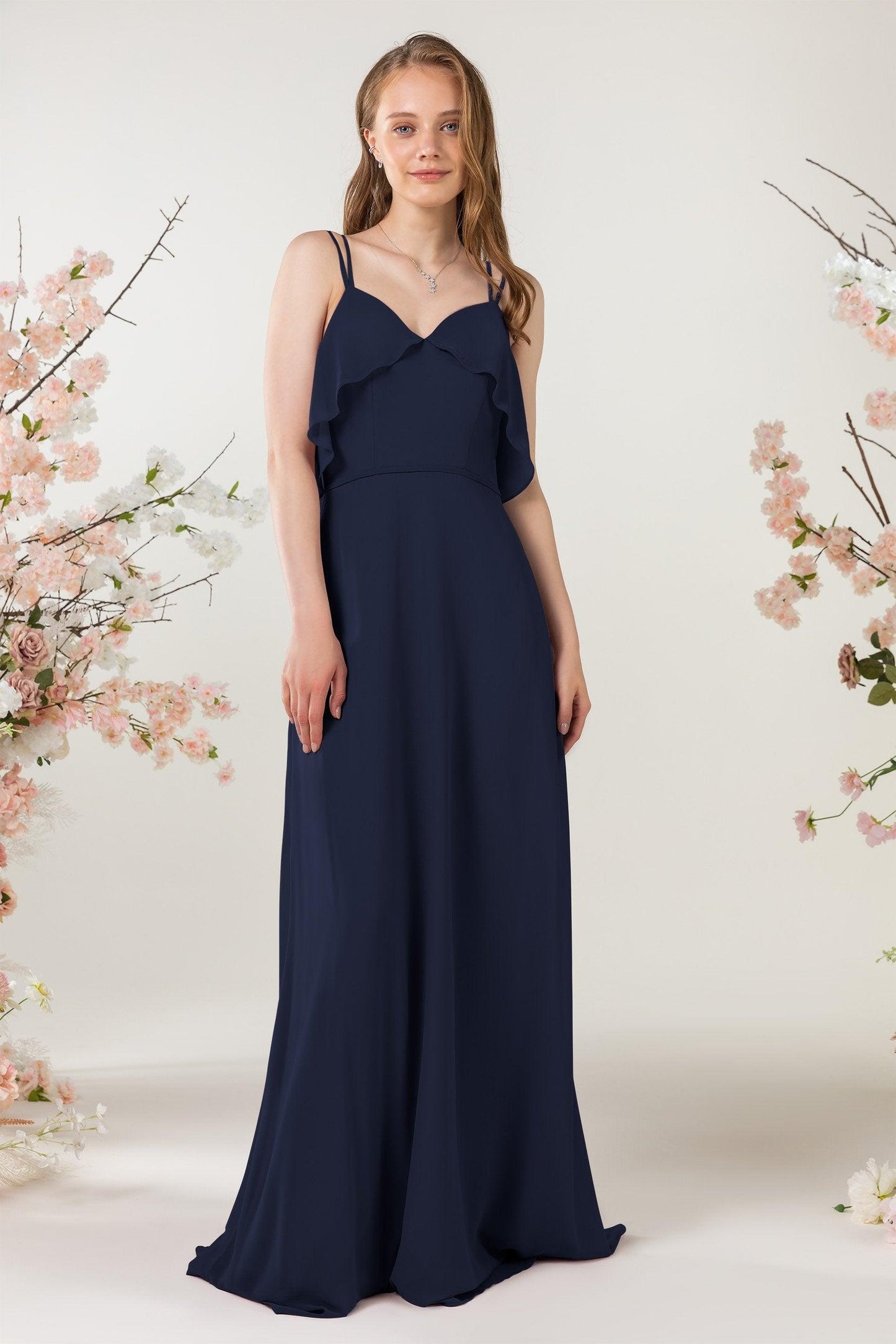 Sheath Sweep-Brush Train Chiffon Bridesmaid Dress CB0472 - COCOMELODY