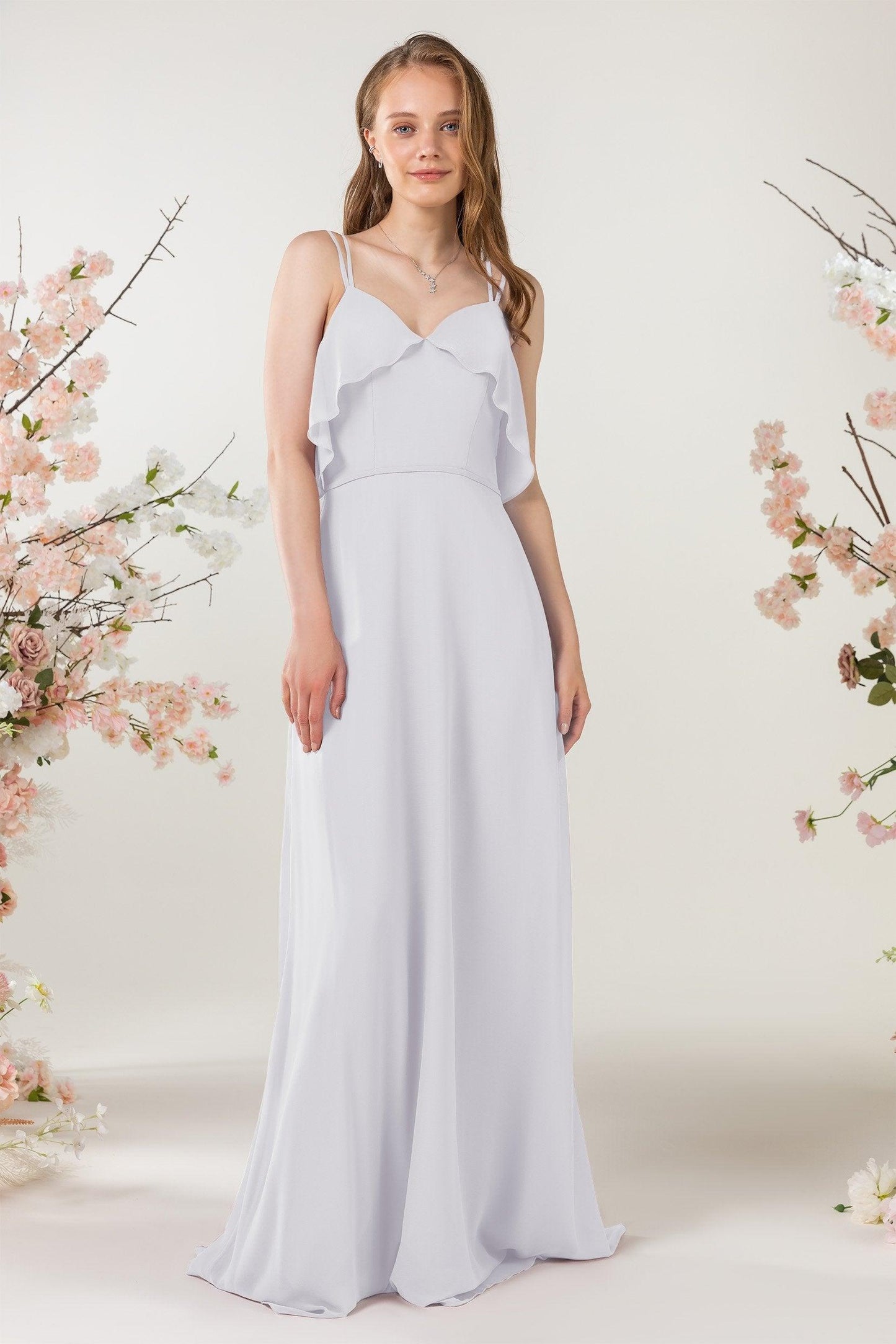 Sheath Sweep-Brush Train Chiffon Bridesmaid Dress CB0472 - COCOMELODY