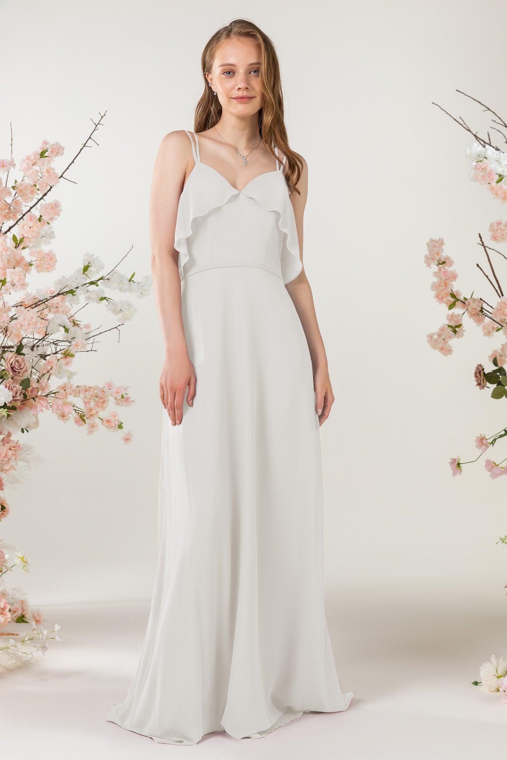 Sheath Sweep-Brush Train Chiffon Bridesmaid Dress CB0472 - COCOMELODY