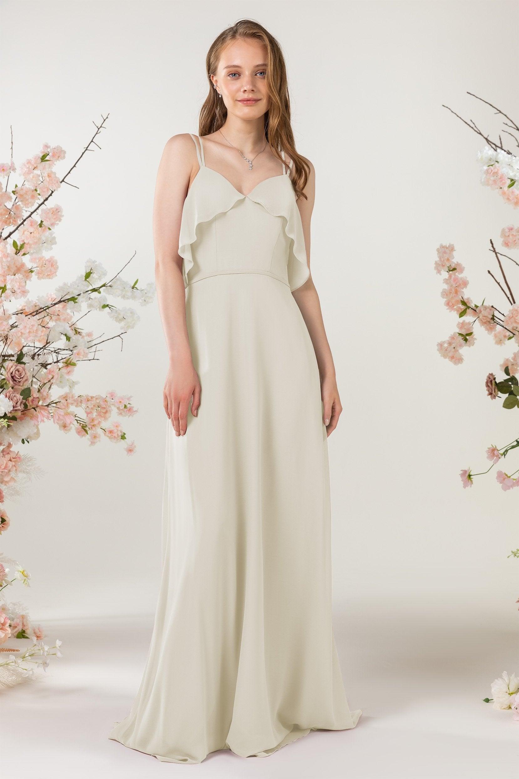 Sheath Sweep-Brush Train Chiffon Bridesmaid Dress CB0472 - COCOMELODY