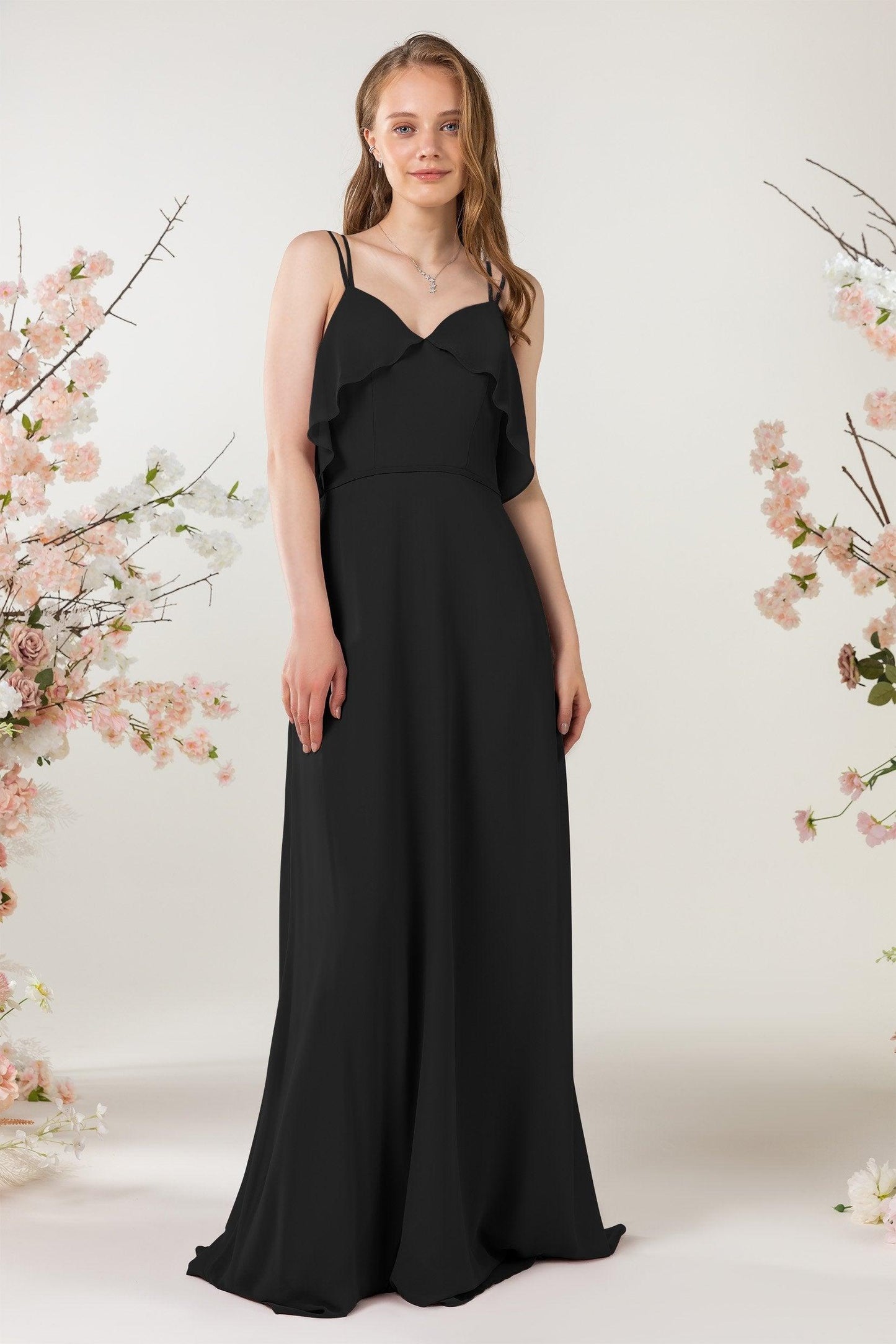 Sheath Sweep-Brush Train Chiffon Bridesmaid Dress CB0472 - COCOMELODY