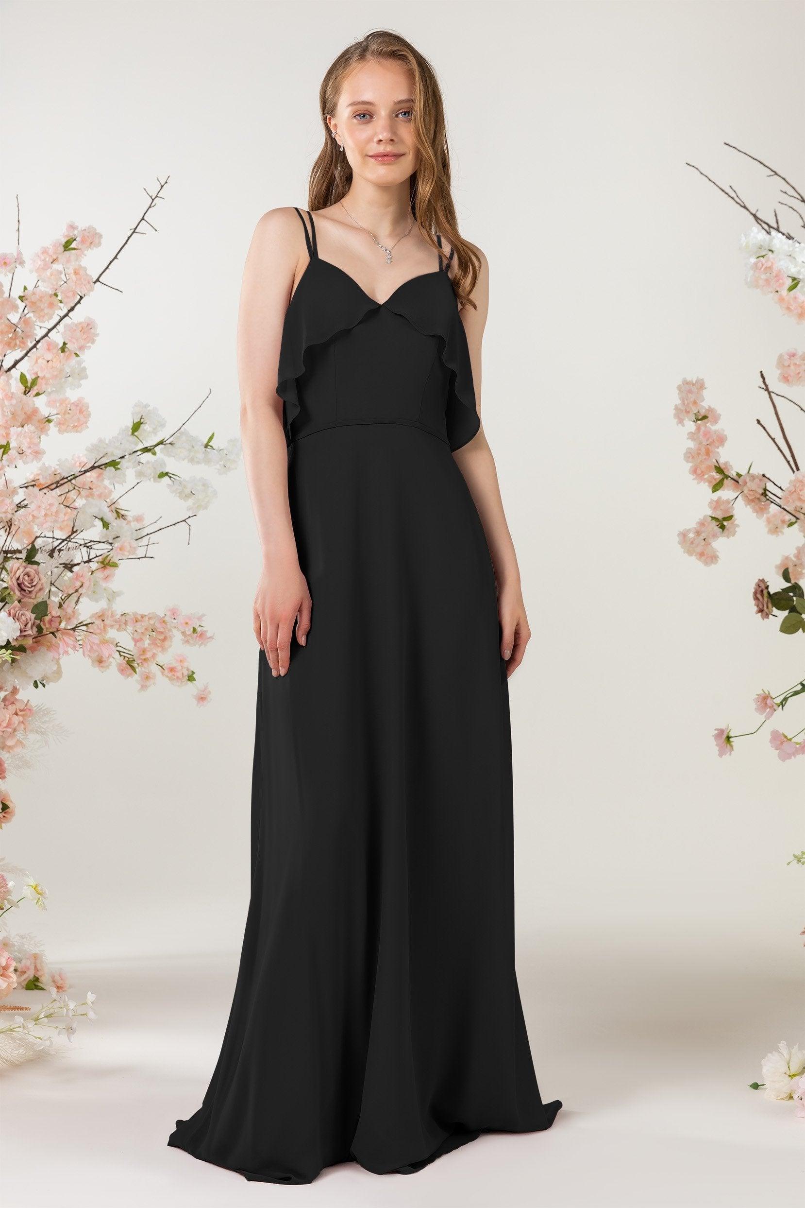 Sheath Sweep-Brush Train Chiffon Bridesmaid Dress CB0472 - COCOMELODY