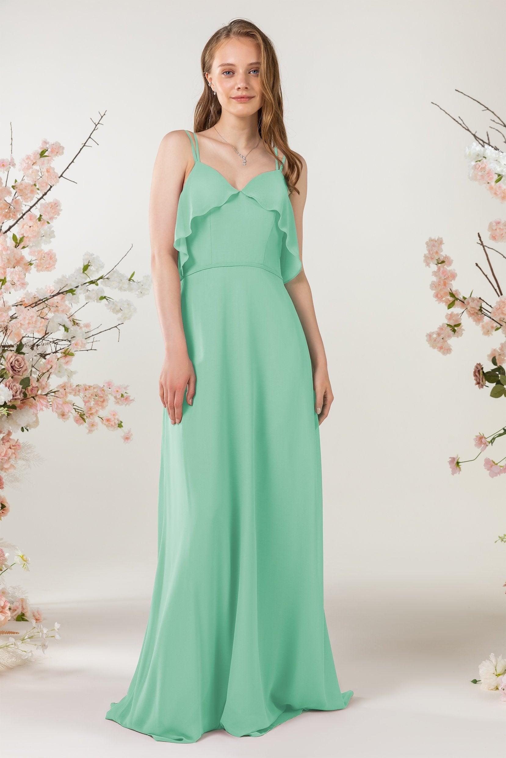 Sheath Sweep-Brush Train Chiffon Bridesmaid Dress CB0472 - COCOMELODY