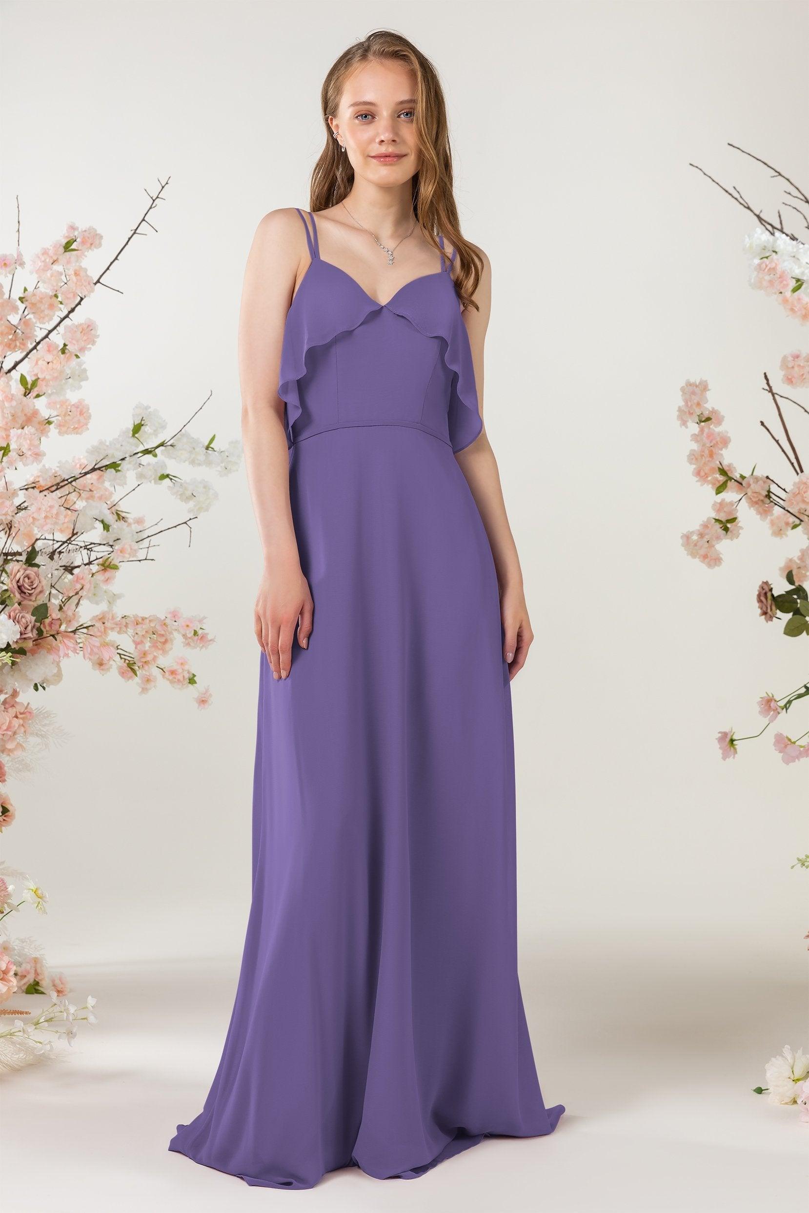 Sheath Sweep-Brush Train Chiffon Bridesmaid Dress CB0472 - COCOMELODY