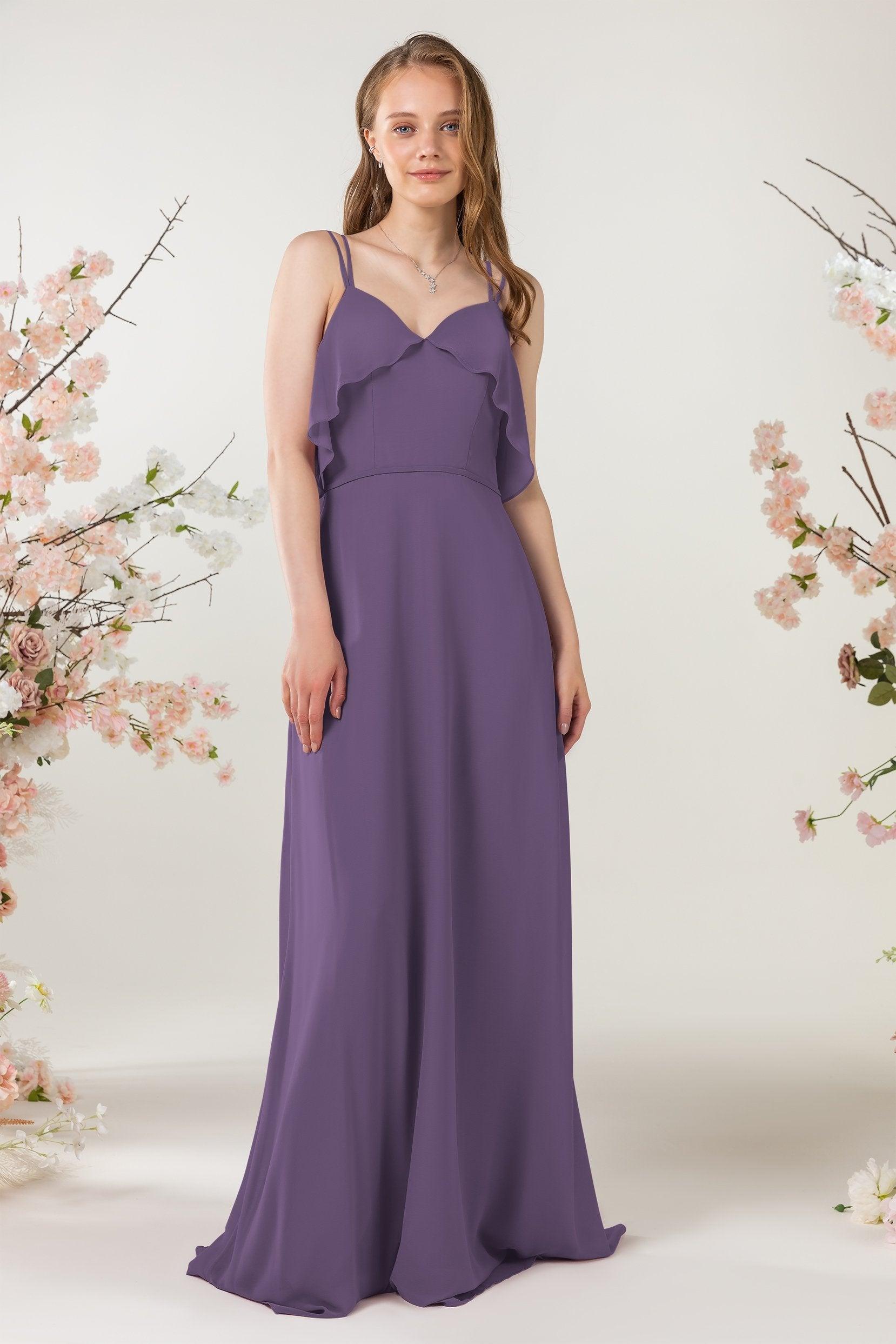 Sheath Sweep-Brush Train Chiffon Bridesmaid Dress CB0472 - COCOMELODY