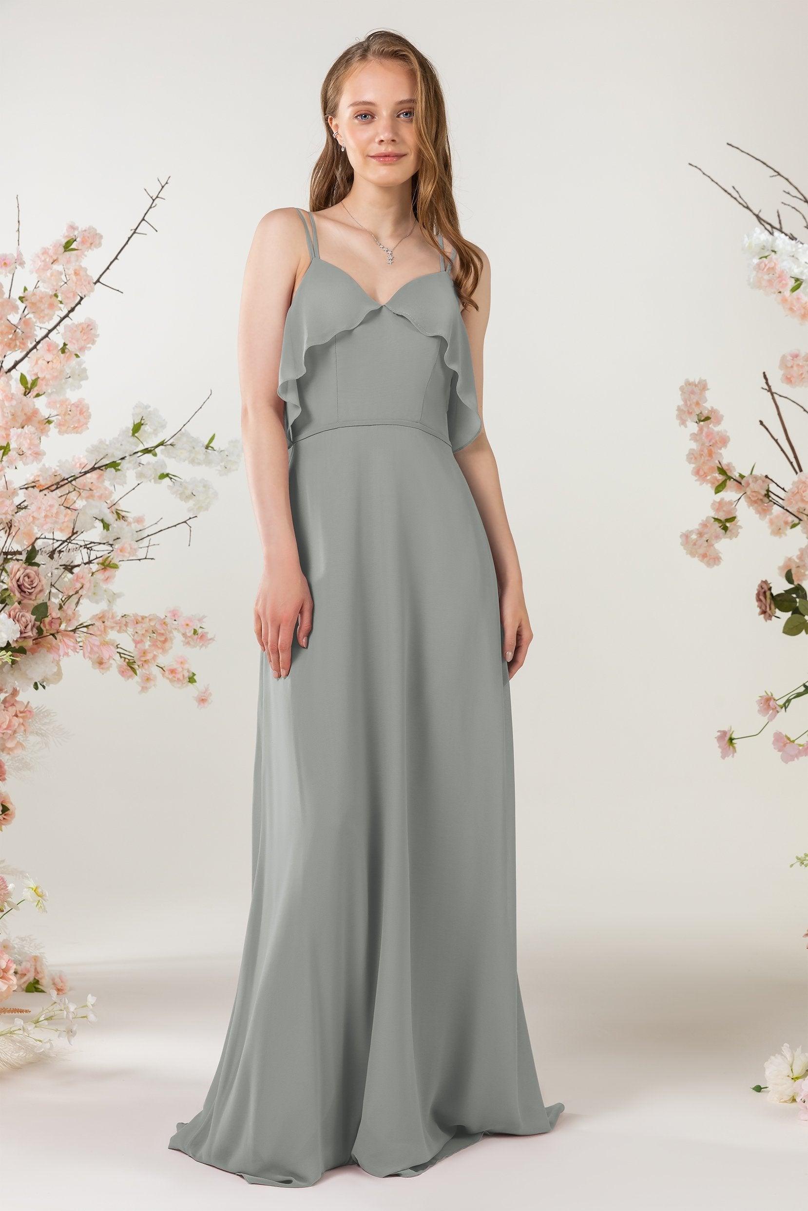 Sheath Sweep-Brush Train Chiffon Bridesmaid Dress CB0472 - COCOMELODY
