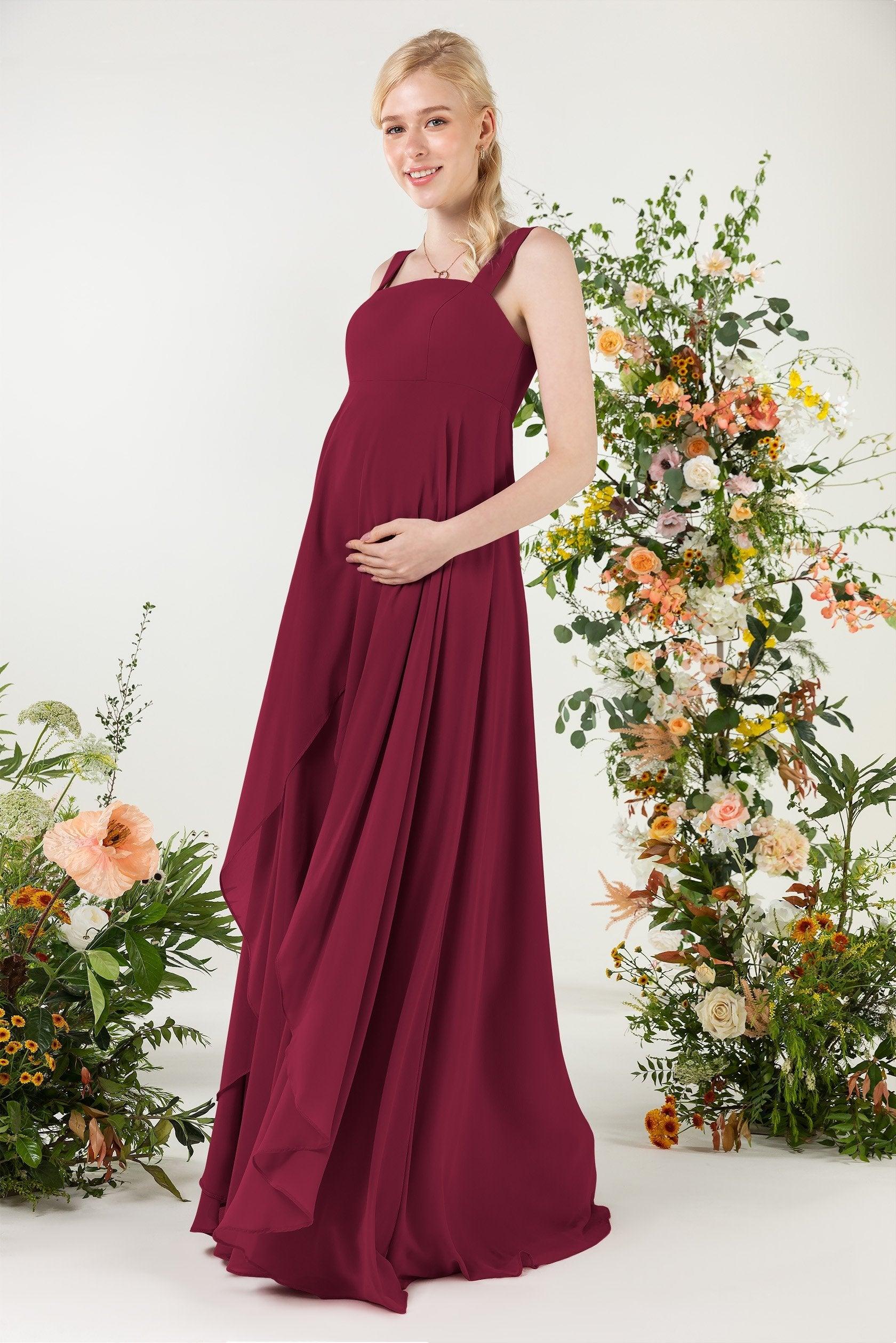 A-Line Sweep-Brush Train Chiffon Bridesmaid Dress CB0473M - COCOMELODY
