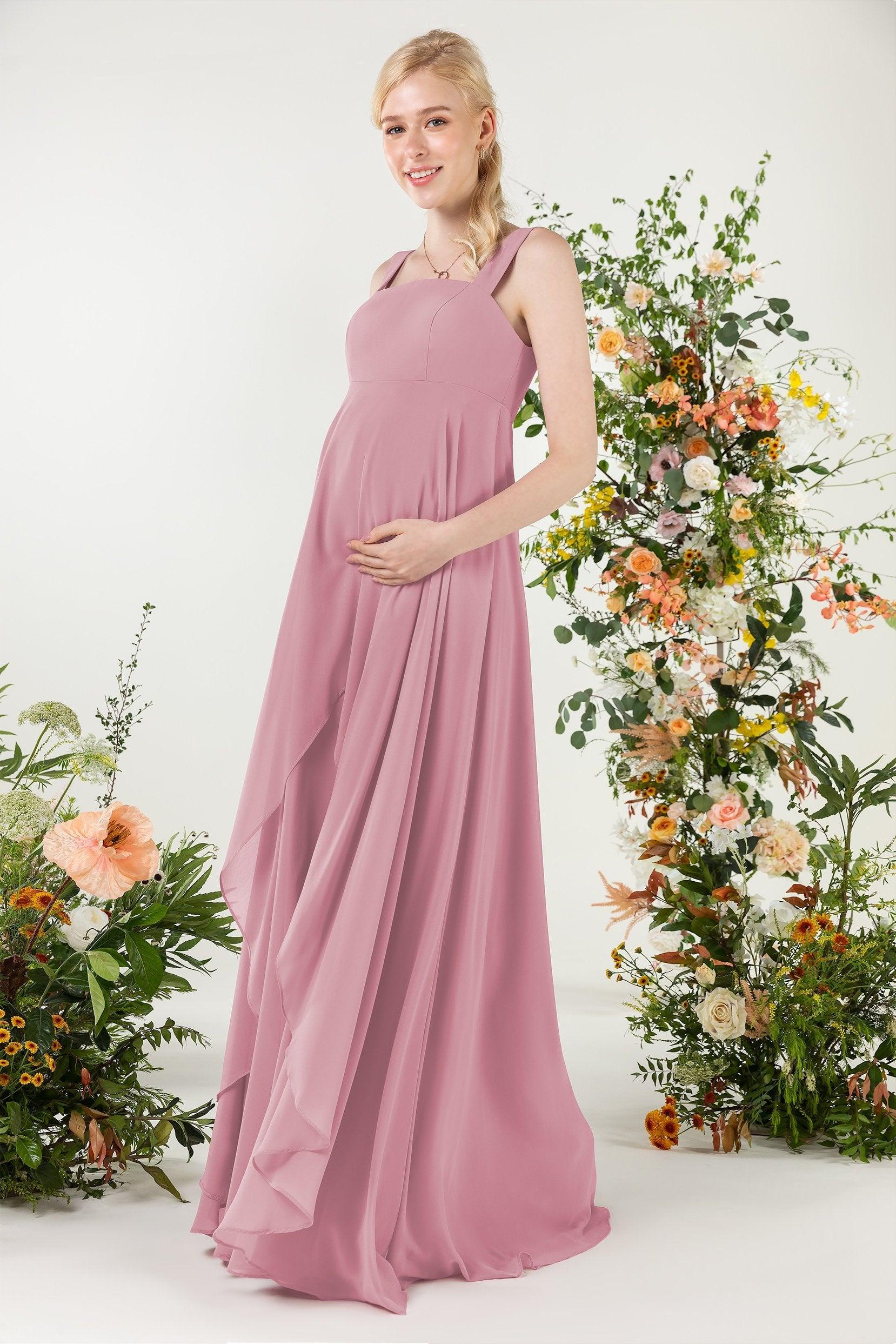 A-Line Sweep-Brush Train Chiffon Bridesmaid Dress CB0473M - COCOMELODY