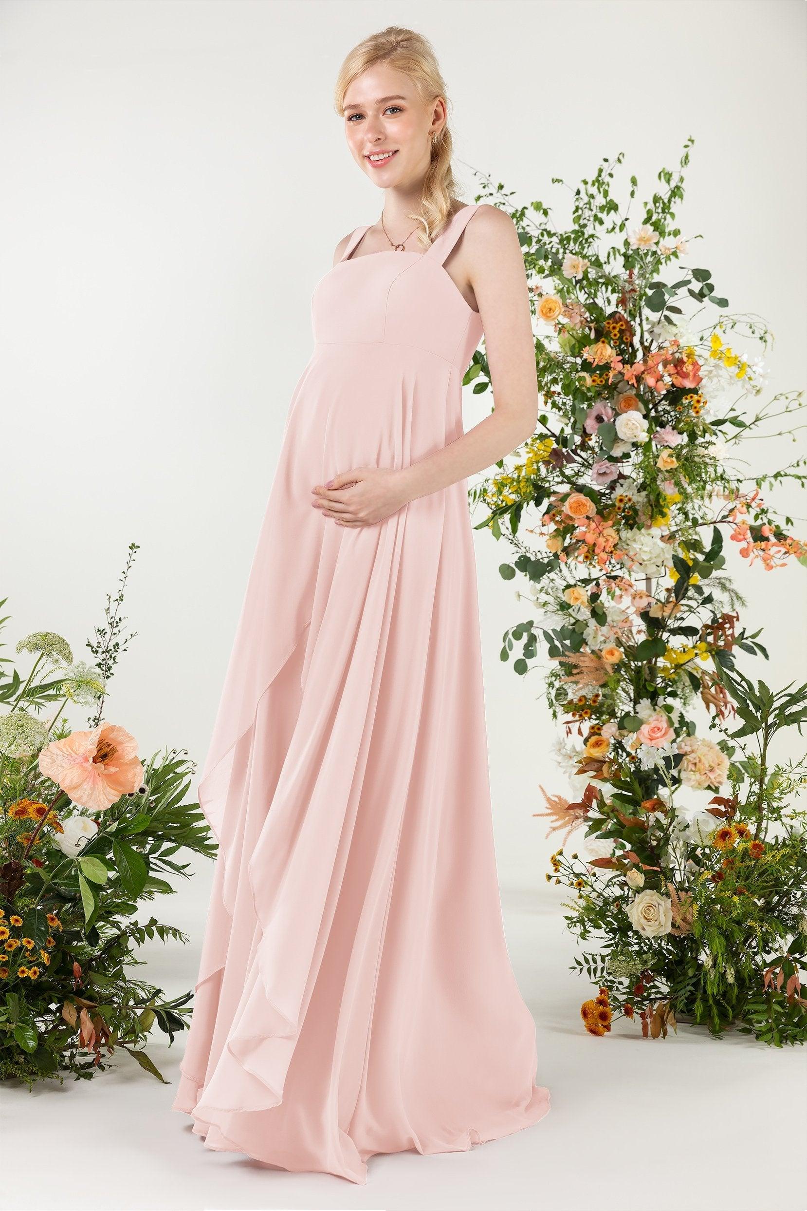 A-Line Sweep-Brush Train Chiffon Bridesmaid Dress CB0473M - COCOMELODY