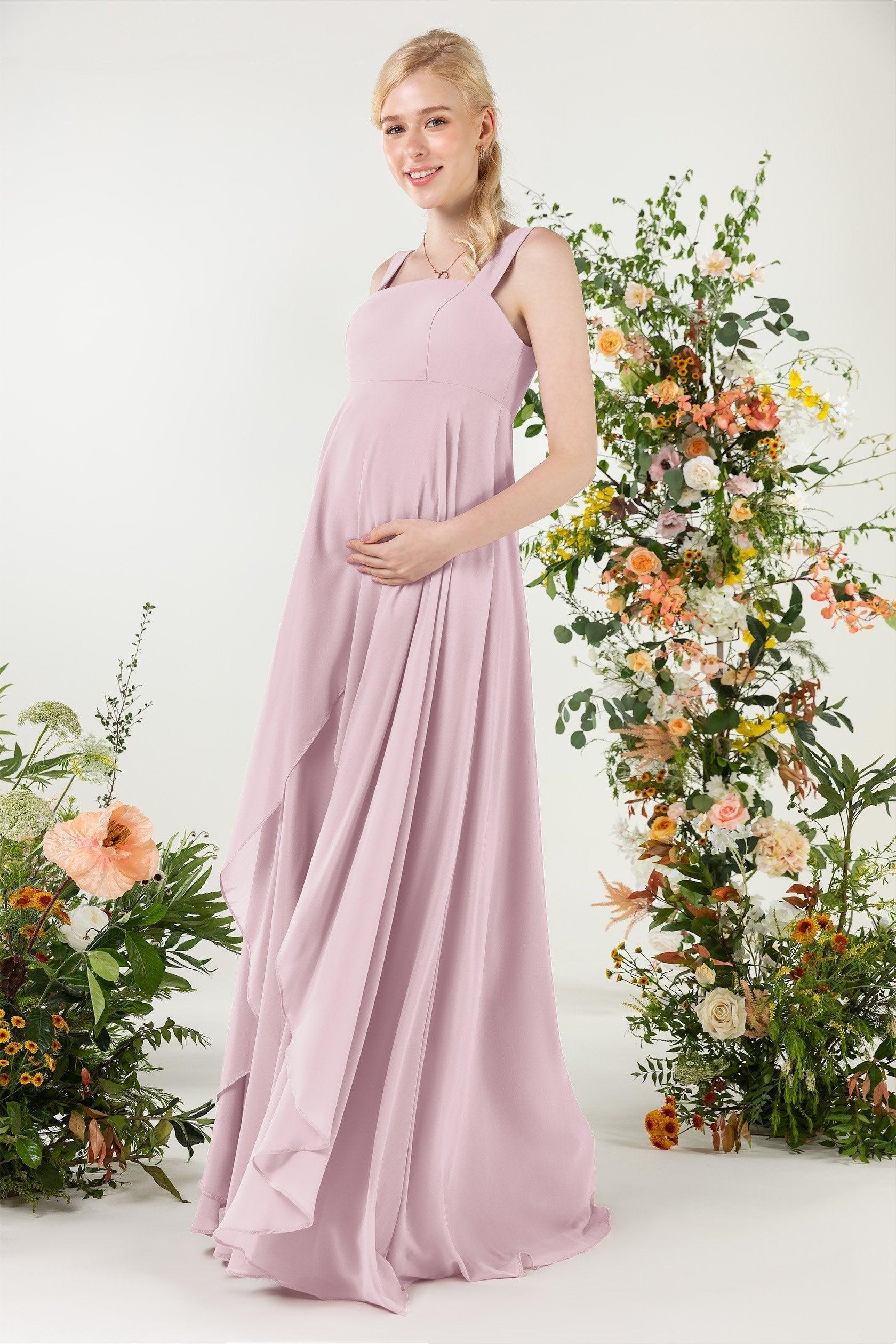 A-Line Sweep-Brush Train Chiffon Bridesmaid Dress CB0473M - COCOMELODY