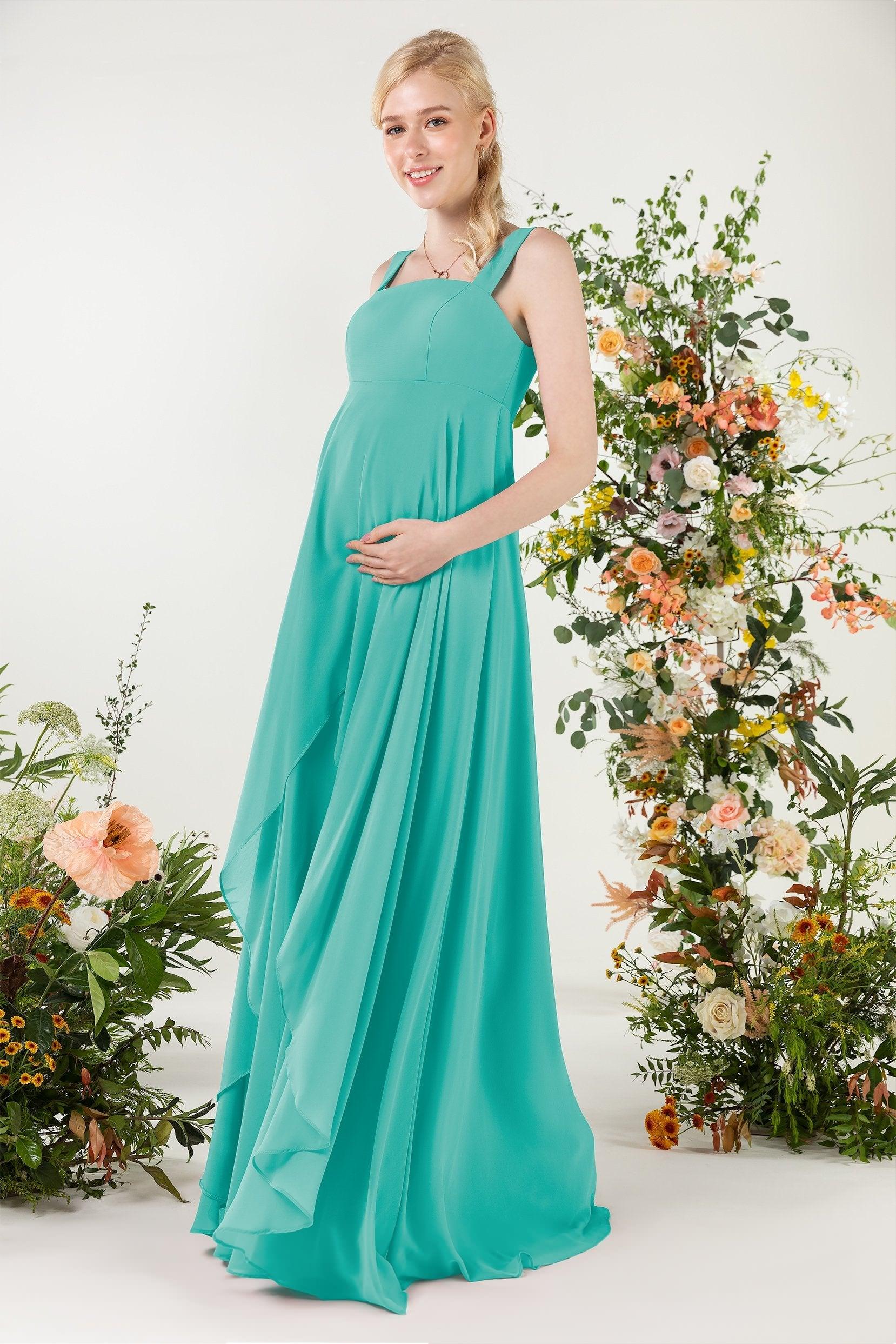 A-Line Sweep-Brush Train Chiffon Bridesmaid Dress CB0473M - COCOMELODY