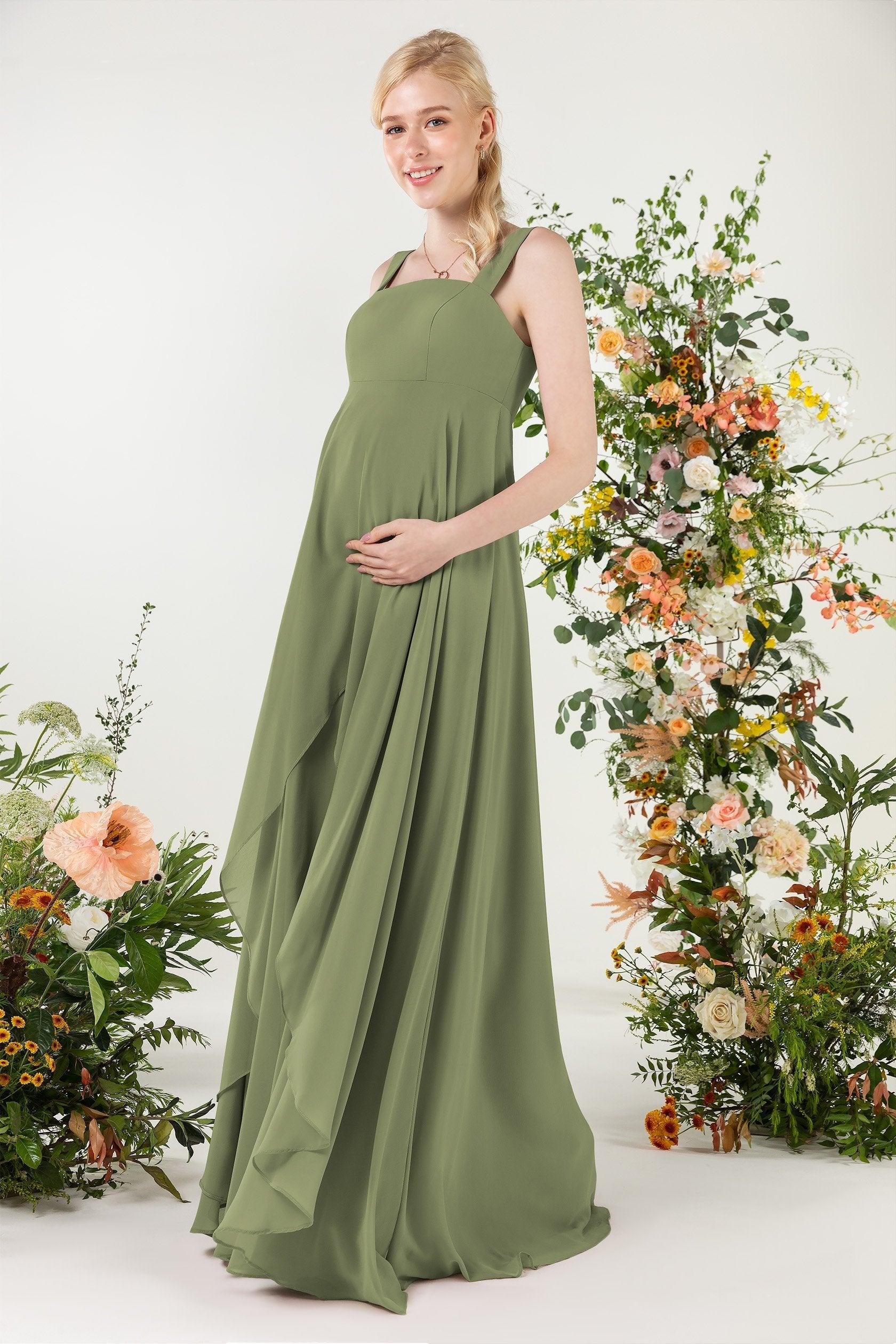 A-Line Sweep-Brush Train Chiffon Bridesmaid Dress CB0473M - COCOMELODY